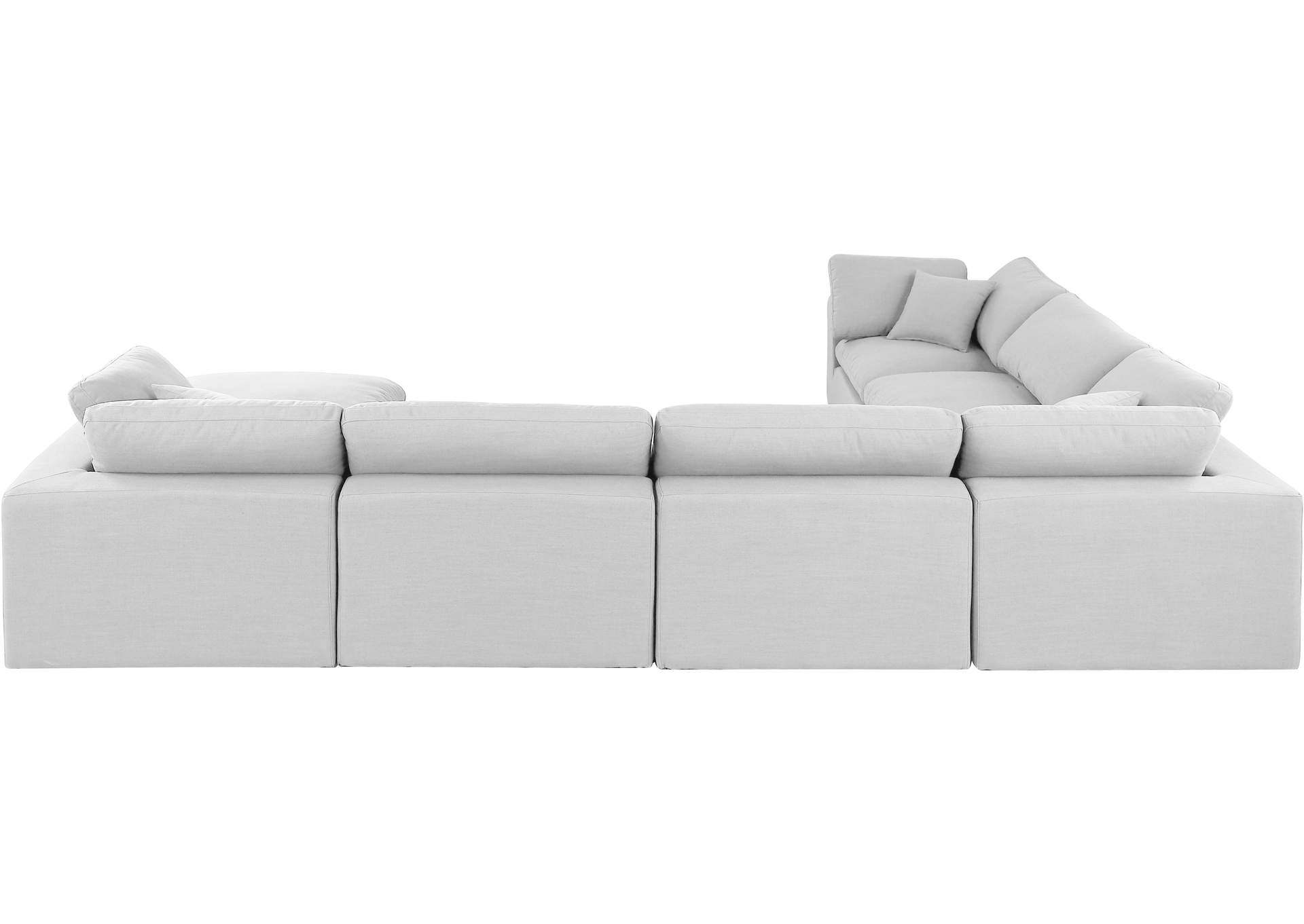 Comfy White Linen Textured Fabric Modular Sectional,Meridian Furniture