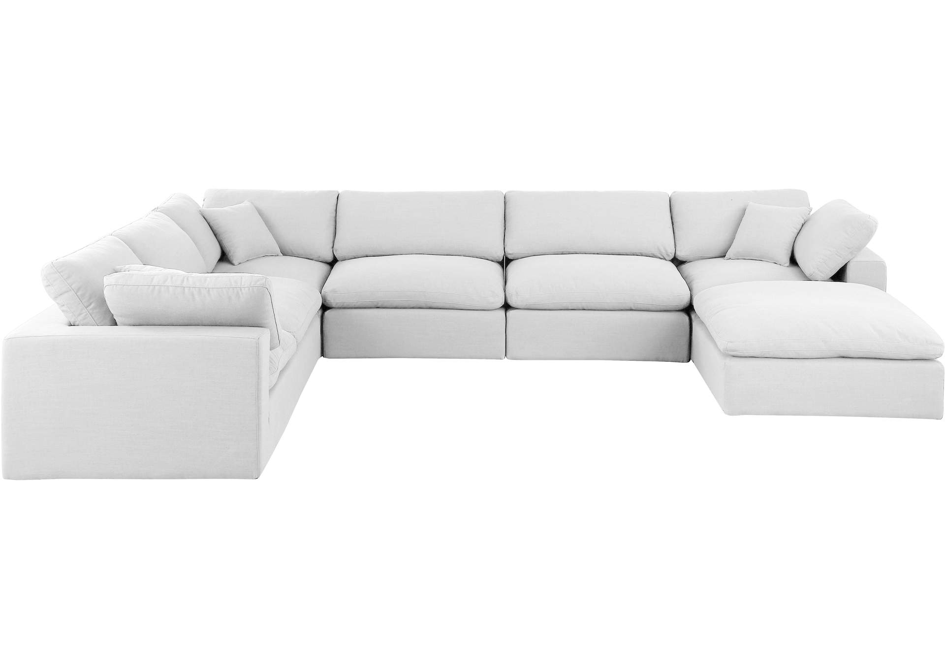 Comfy White Linen Textured Fabric Modular Sectional,Meridian Furniture