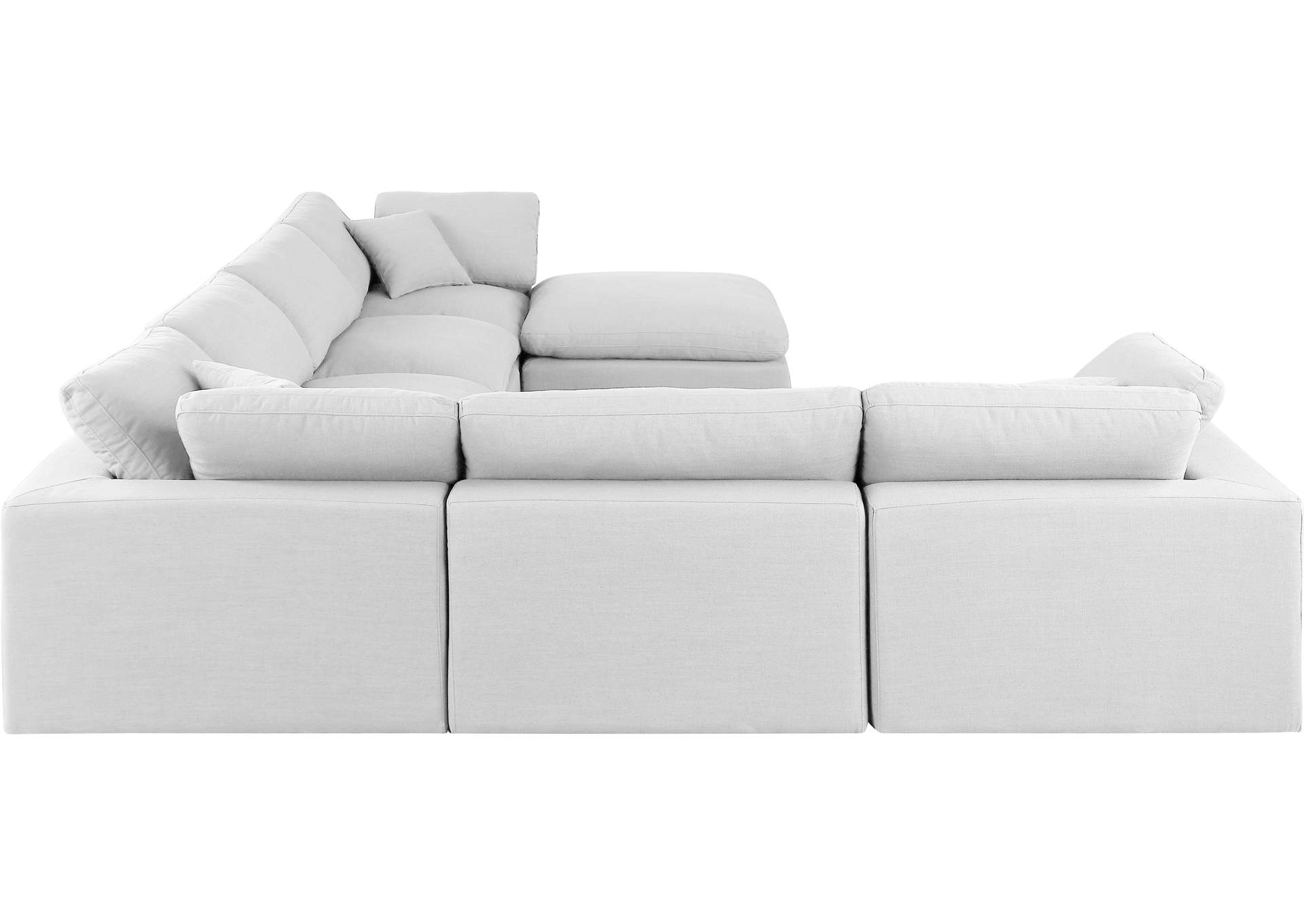 Comfy White Linen Textured Fabric Modular Sectional,Meridian Furniture