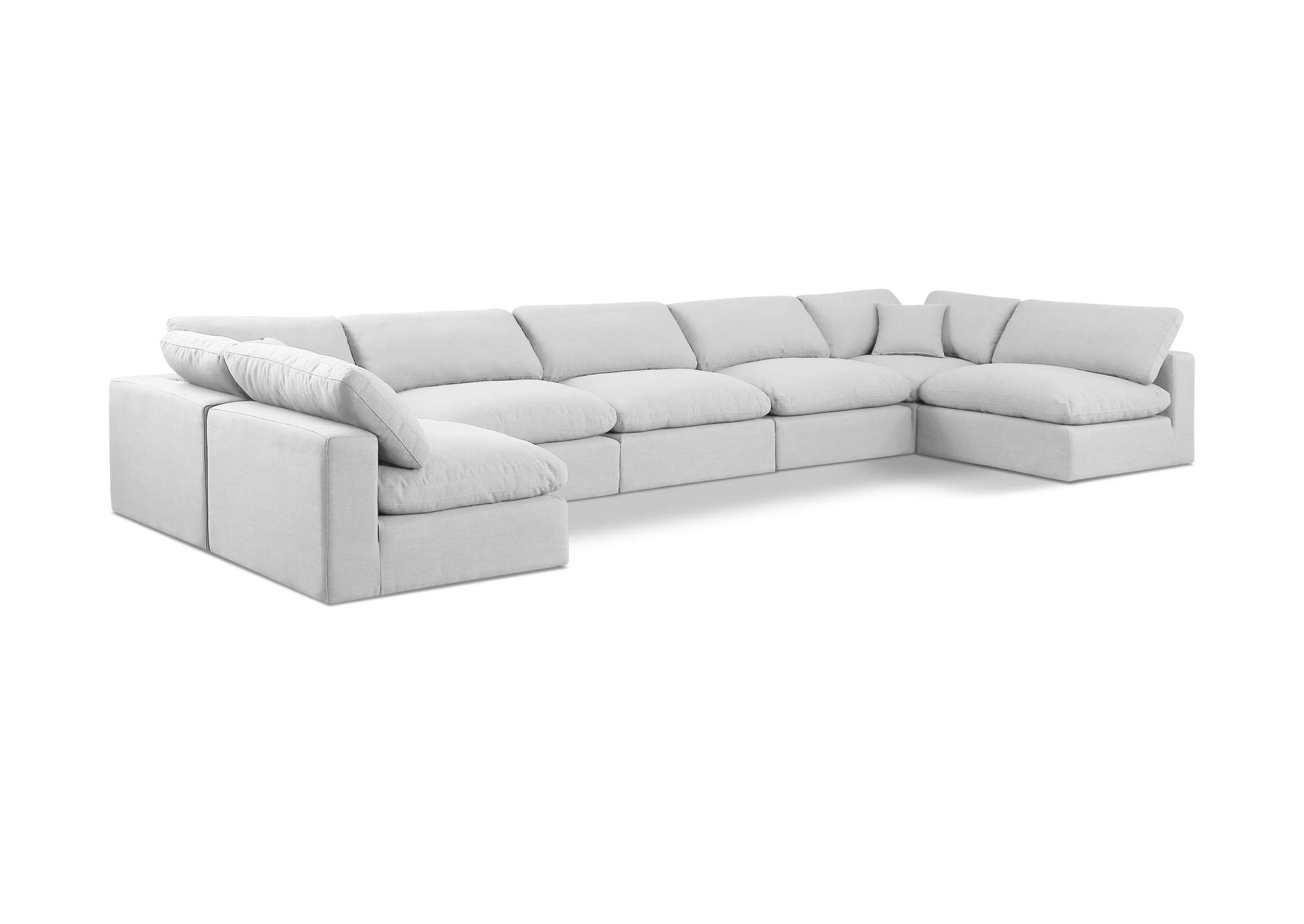 Comfy White Linen Textured Fabric Modular Sectional,Meridian Furniture