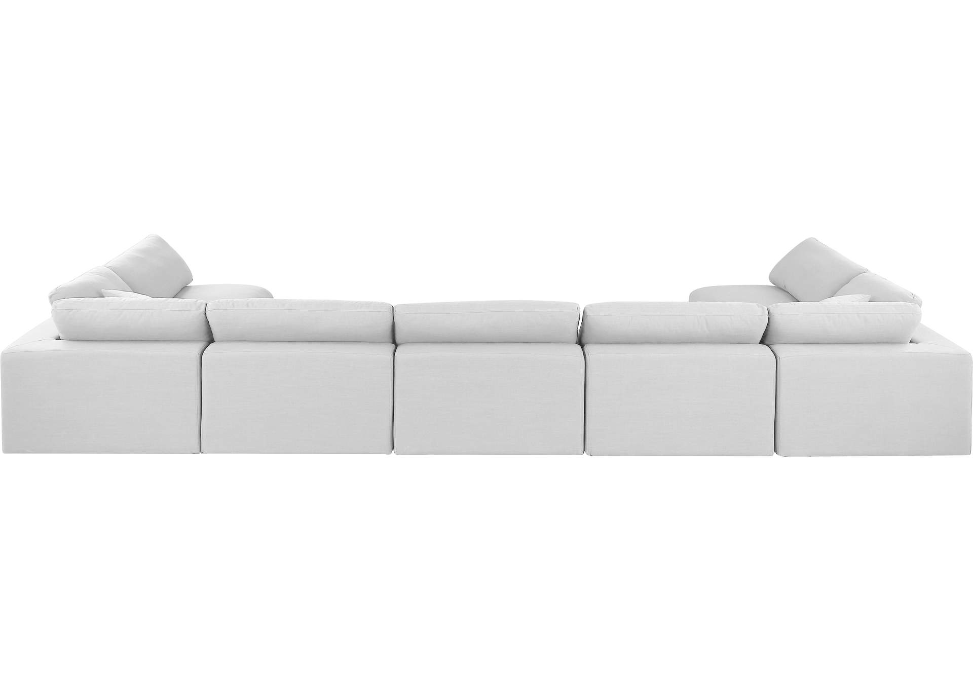Comfy White Linen Textured Fabric Modular Sectional,Meridian Furniture
