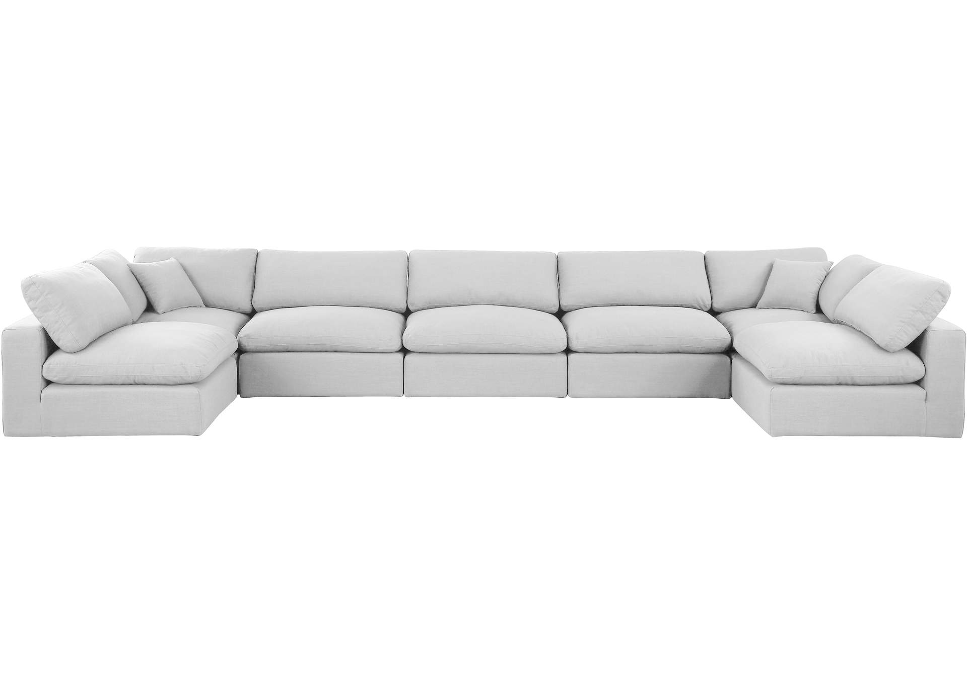 Comfy White Linen Textured Fabric Modular Sectional,Meridian Furniture