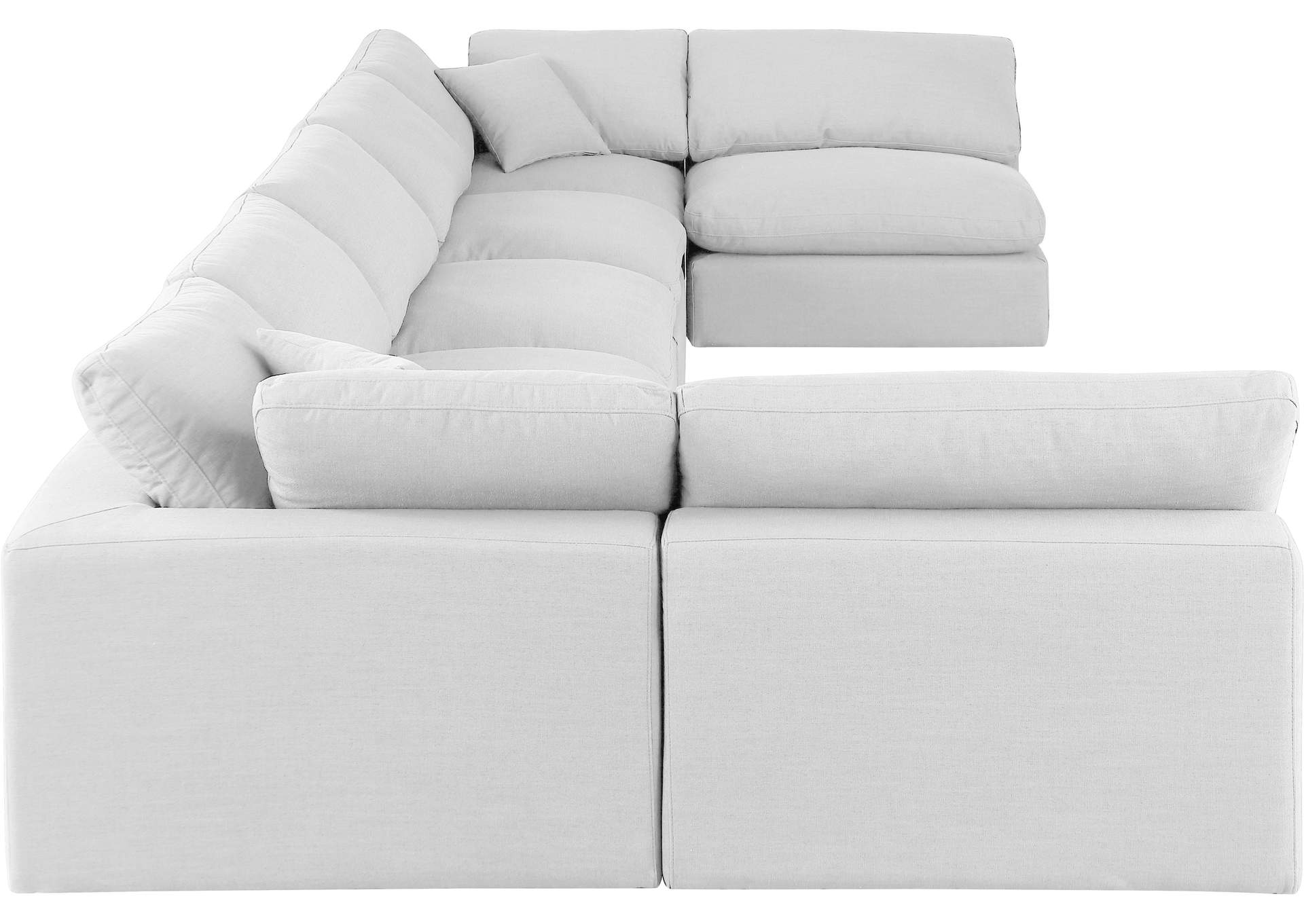 Comfy White Linen Textured Fabric Modular Sectional,Meridian Furniture