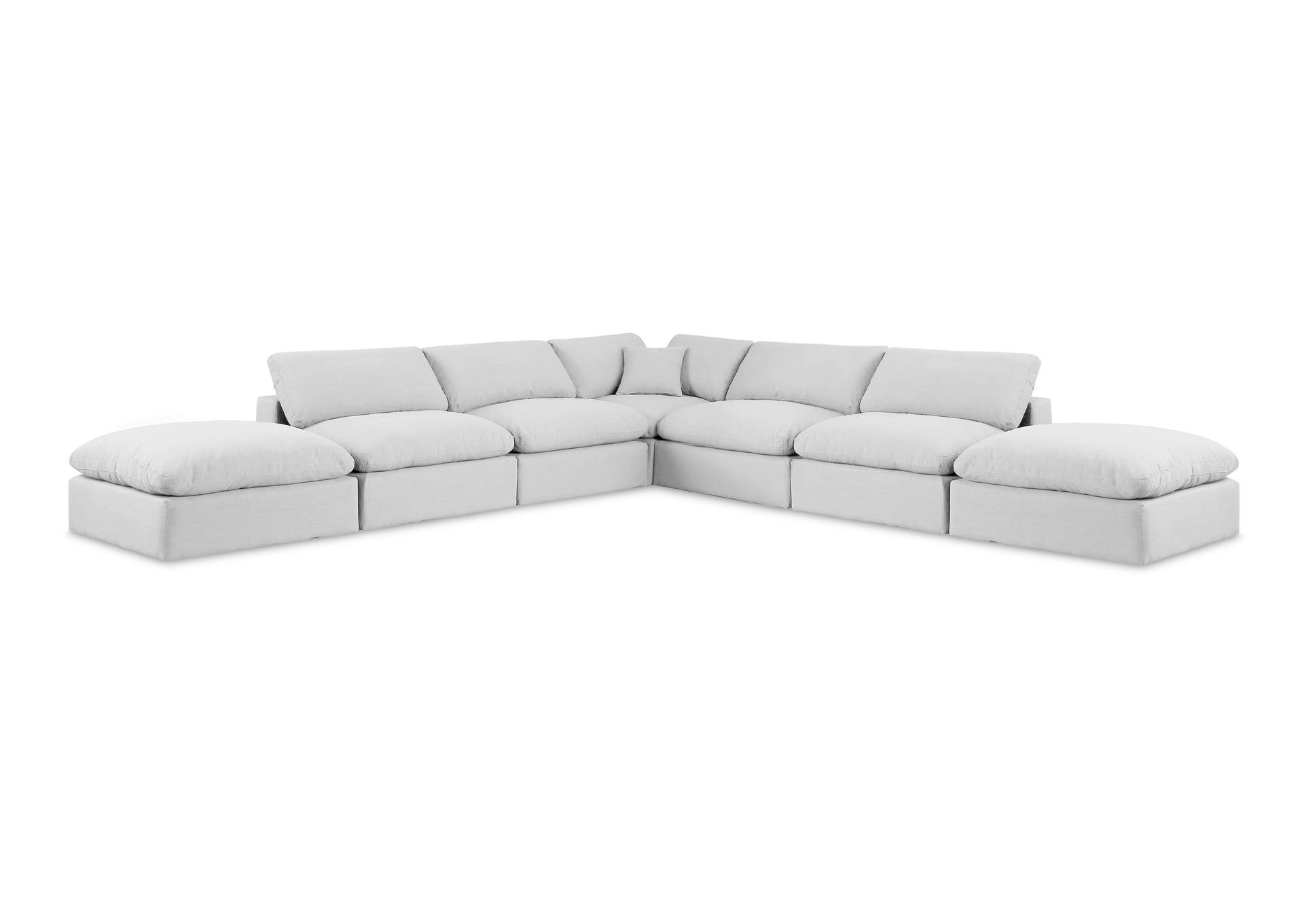 Comfy White Linen Textured Fabric Modular Sectional,Meridian Furniture
