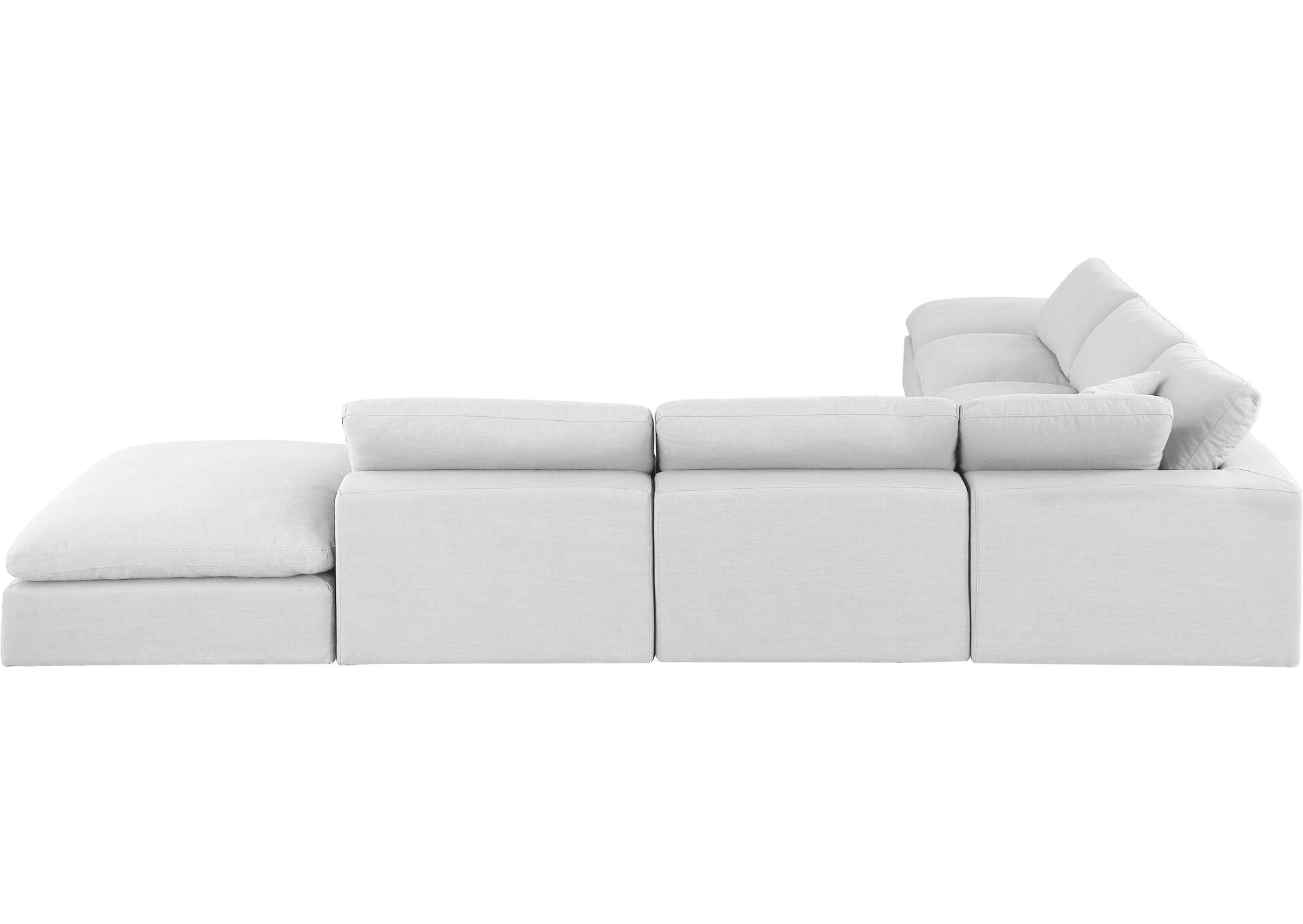 Comfy White Linen Textured Fabric Modular Sectional,Meridian Furniture