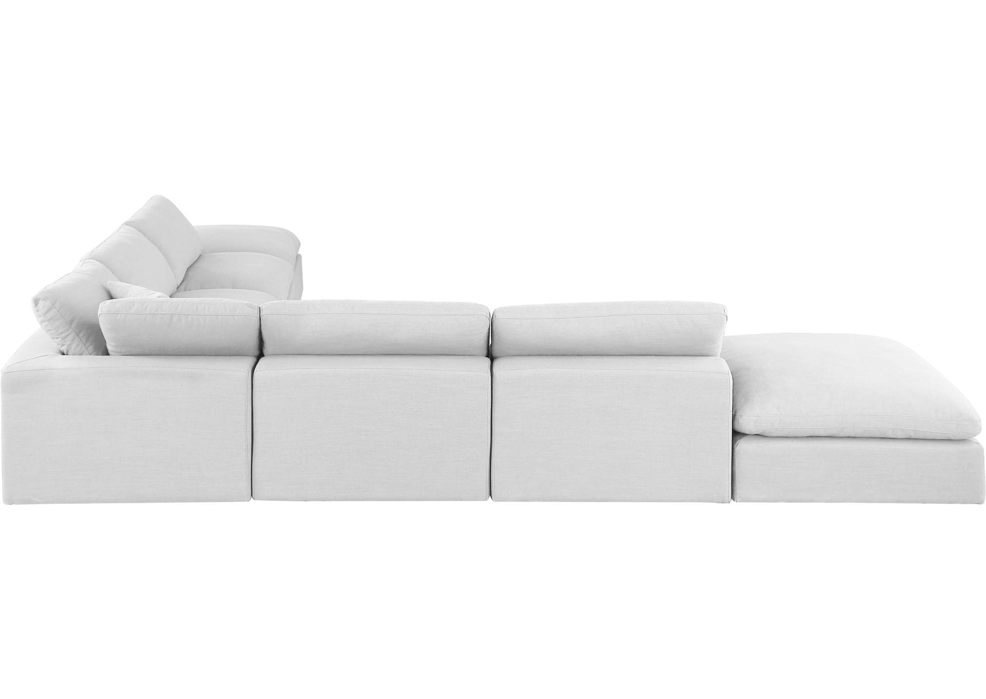 Comfy White Linen Textured Fabric Modular Sectional,Meridian Furniture