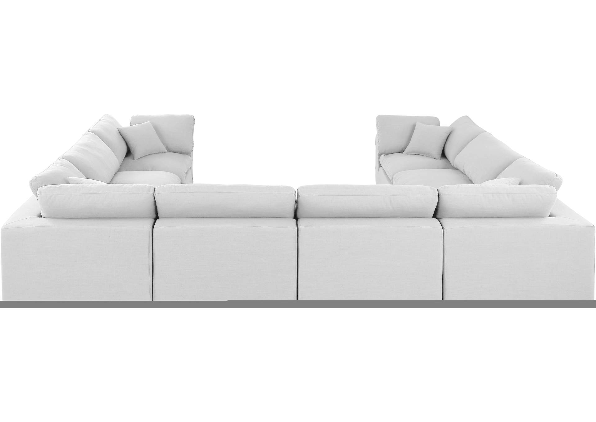 Comfy White Linen Textured Fabric Modular Sectional,Meridian Furniture