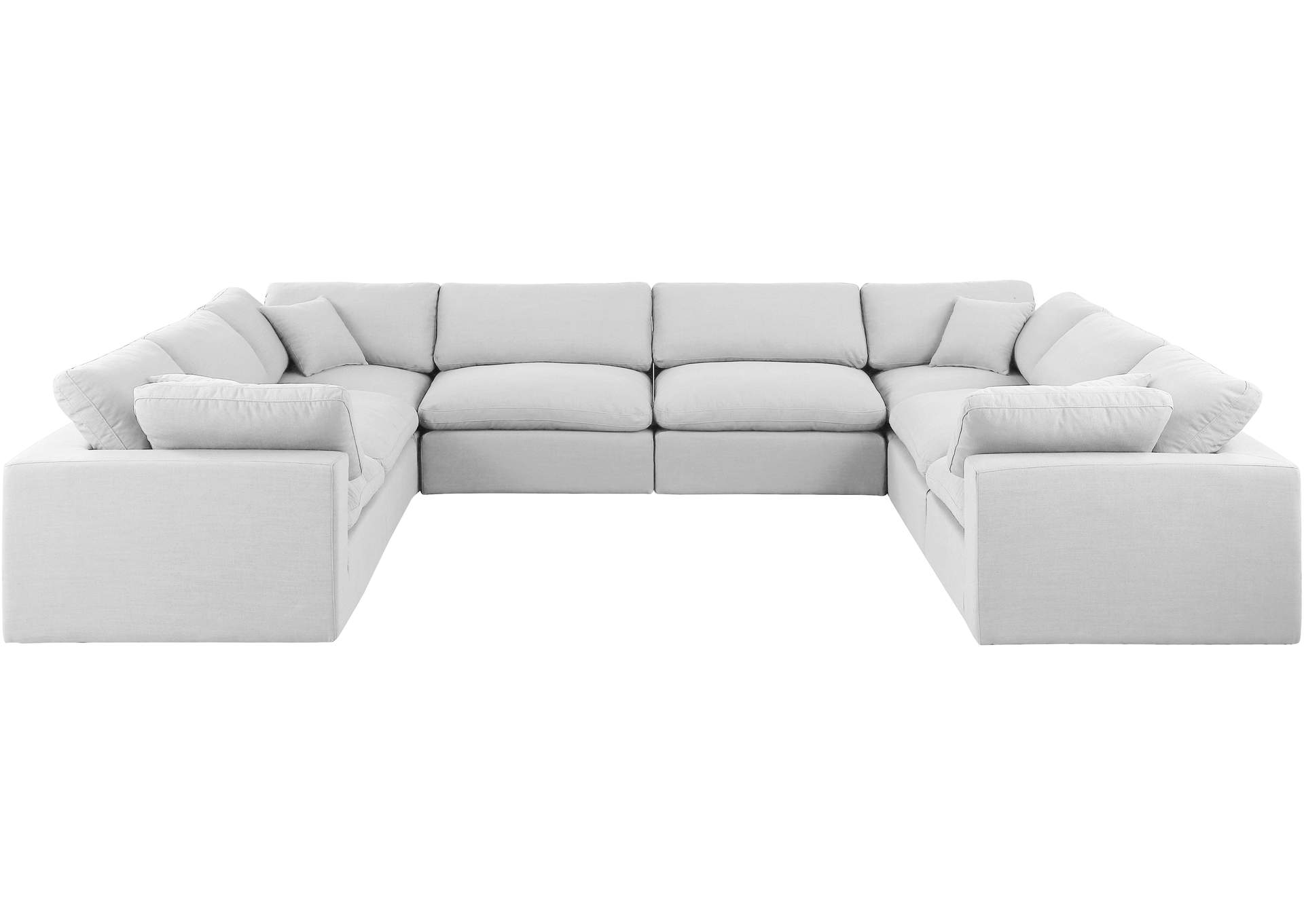 Comfy White Linen Textured Fabric Modular Sectional,Meridian Furniture