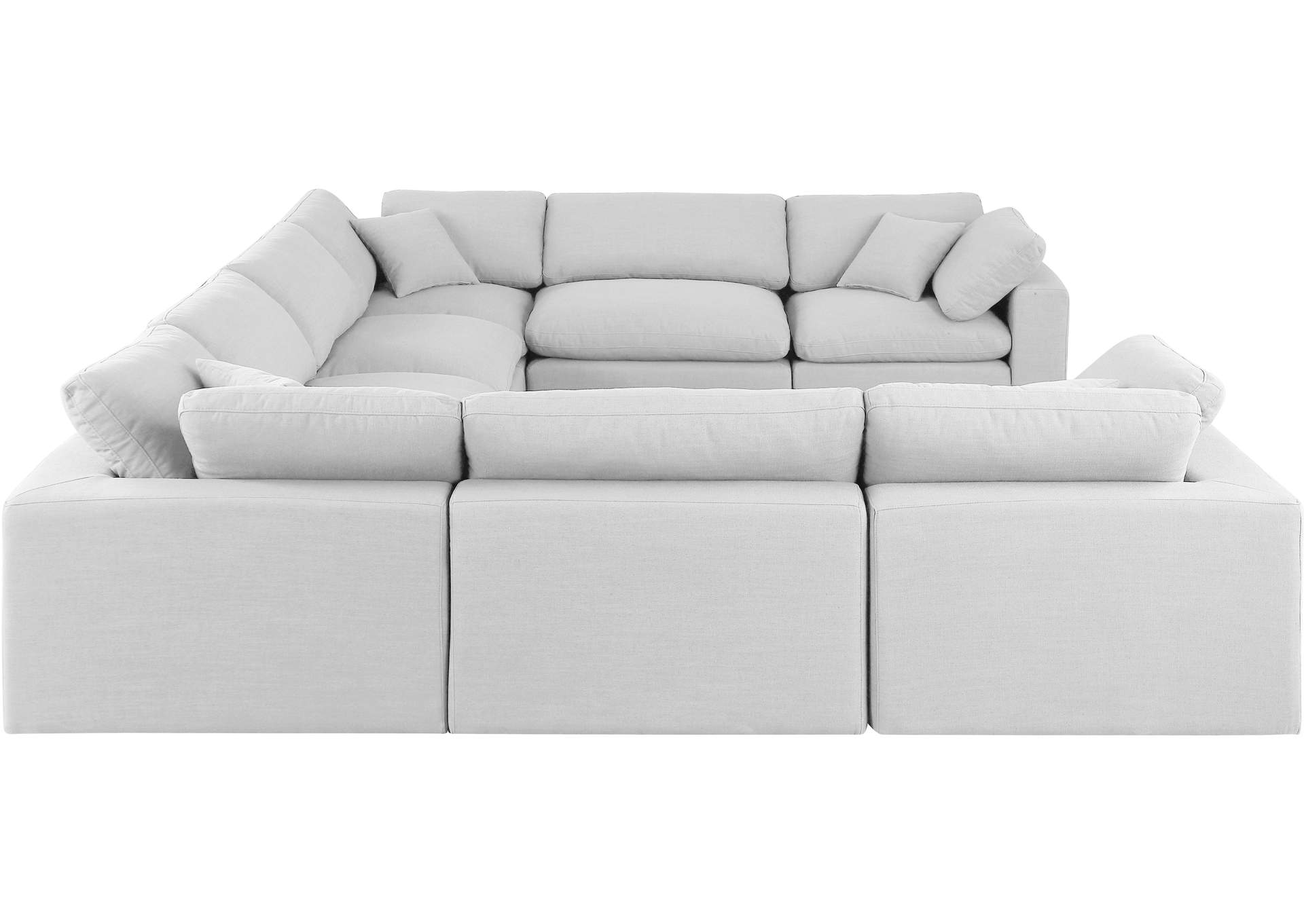 Comfy White Linen Textured Fabric Modular Sectional,Meridian Furniture