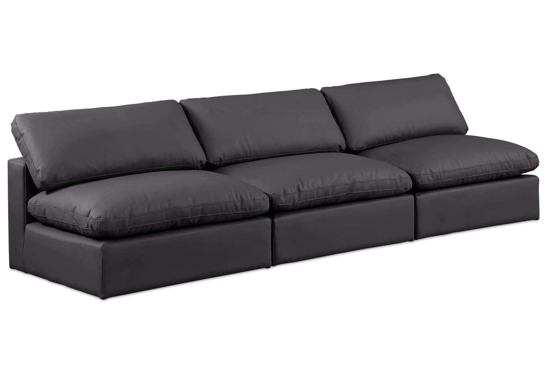 Comfy Black Faux Leather Modular Sofa,Meridian Furniture