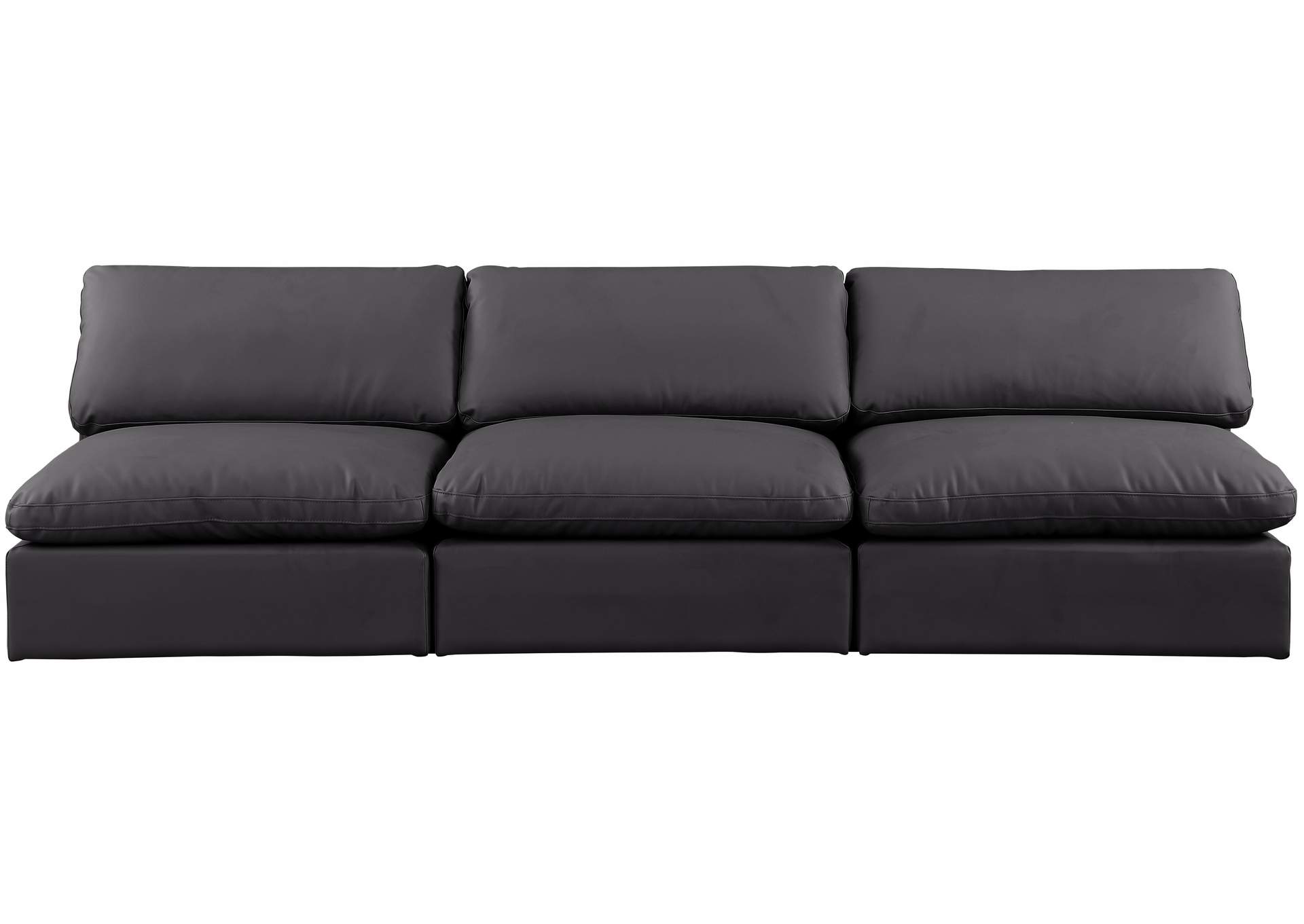 Comfy Black Faux Leather Modular Sofa,Meridian Furniture