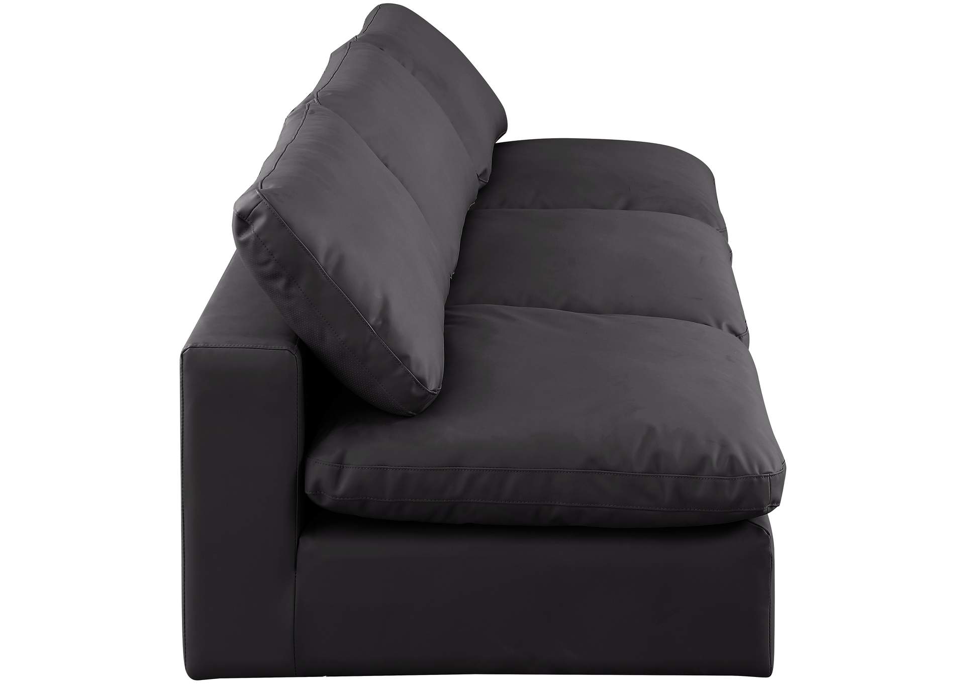 Comfy Black Faux Leather Modular Sofa,Meridian Furniture