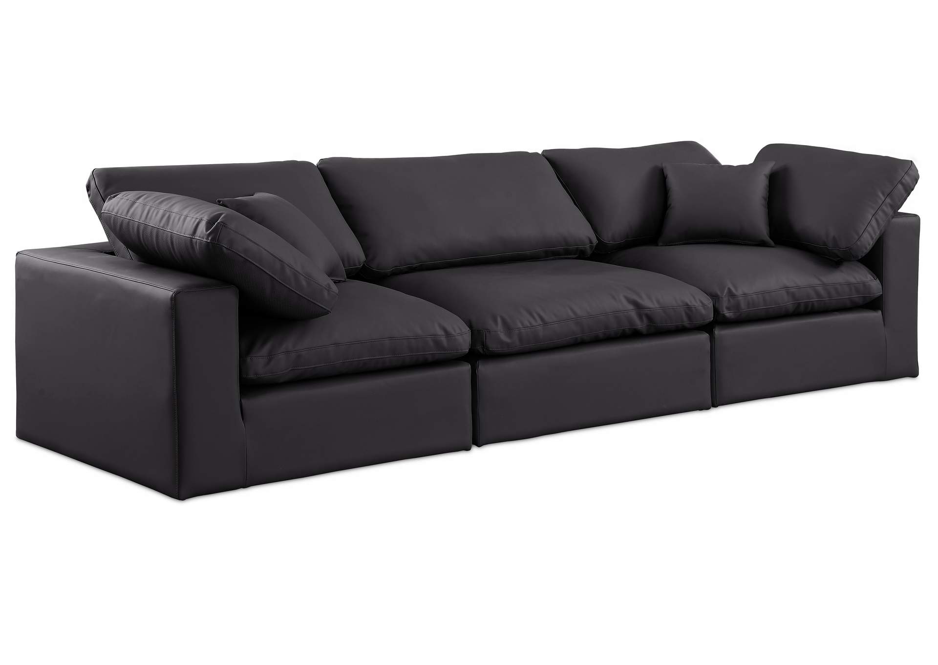 Comfy Black Faux Leather Modular Sofa,Meridian Furniture