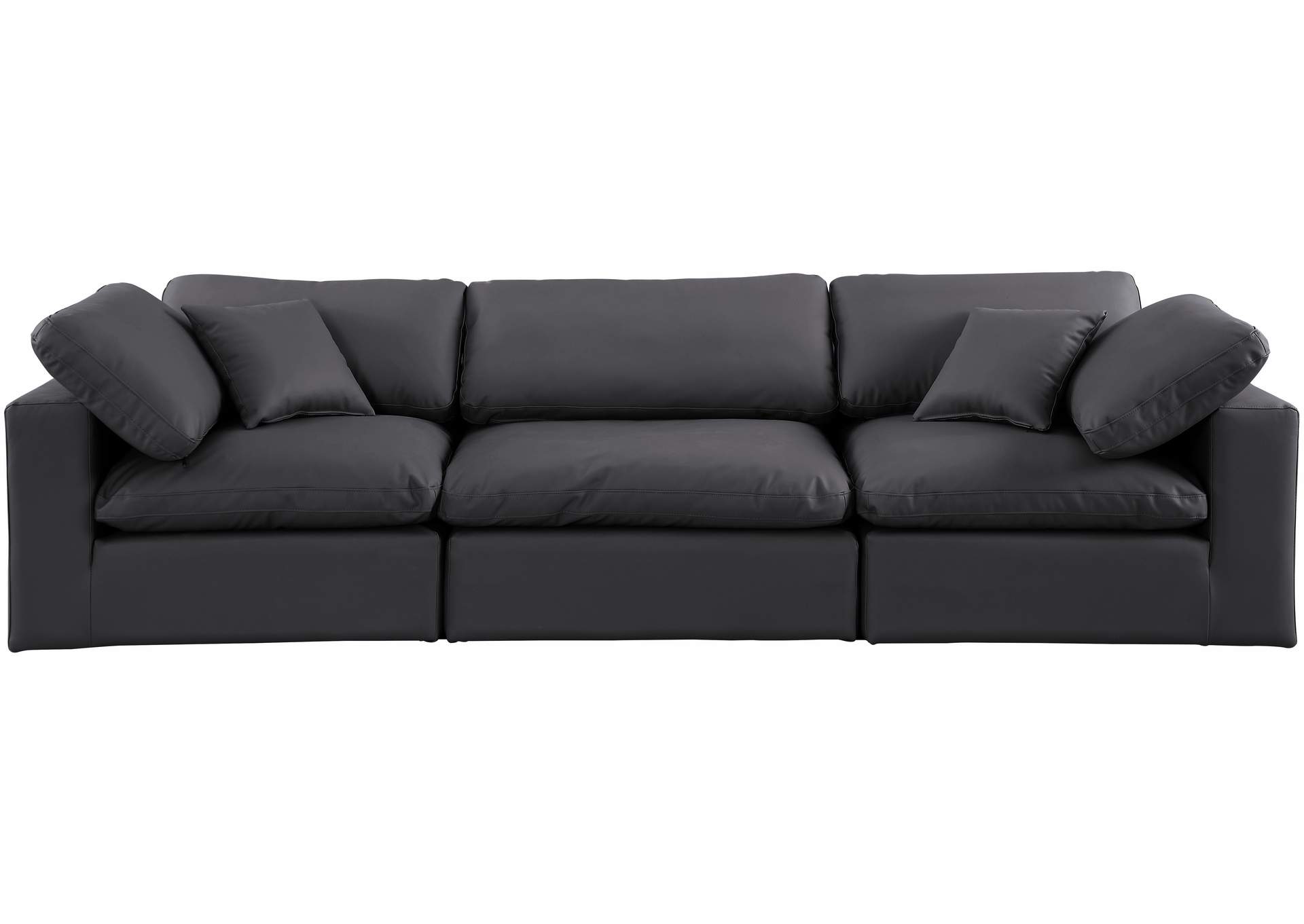 Comfy Black Faux Leather Modular Sofa,Meridian Furniture