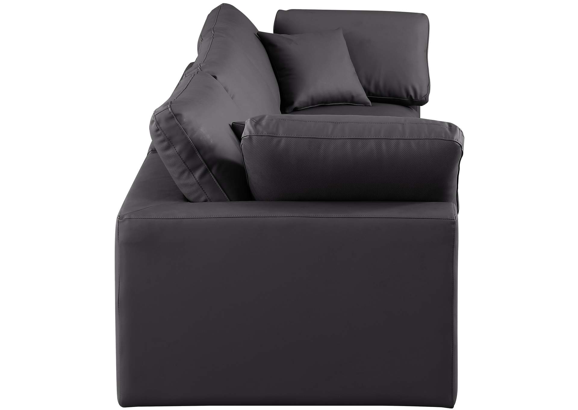 Comfy Black Faux Leather Modular Sofa,Meridian Furniture