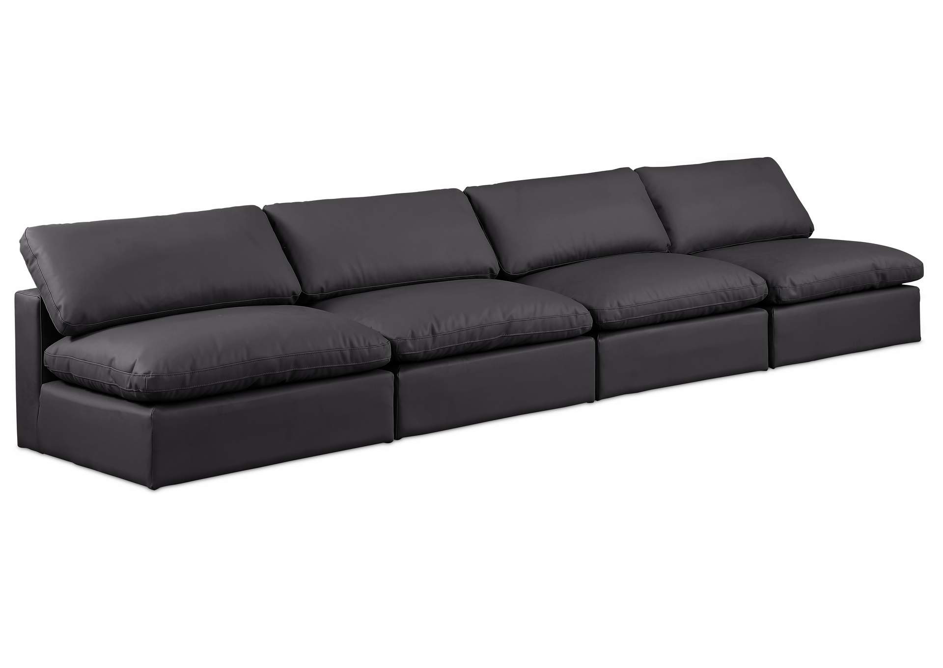 Comfy Black Faux Leather Modular Sofa,Meridian Furniture