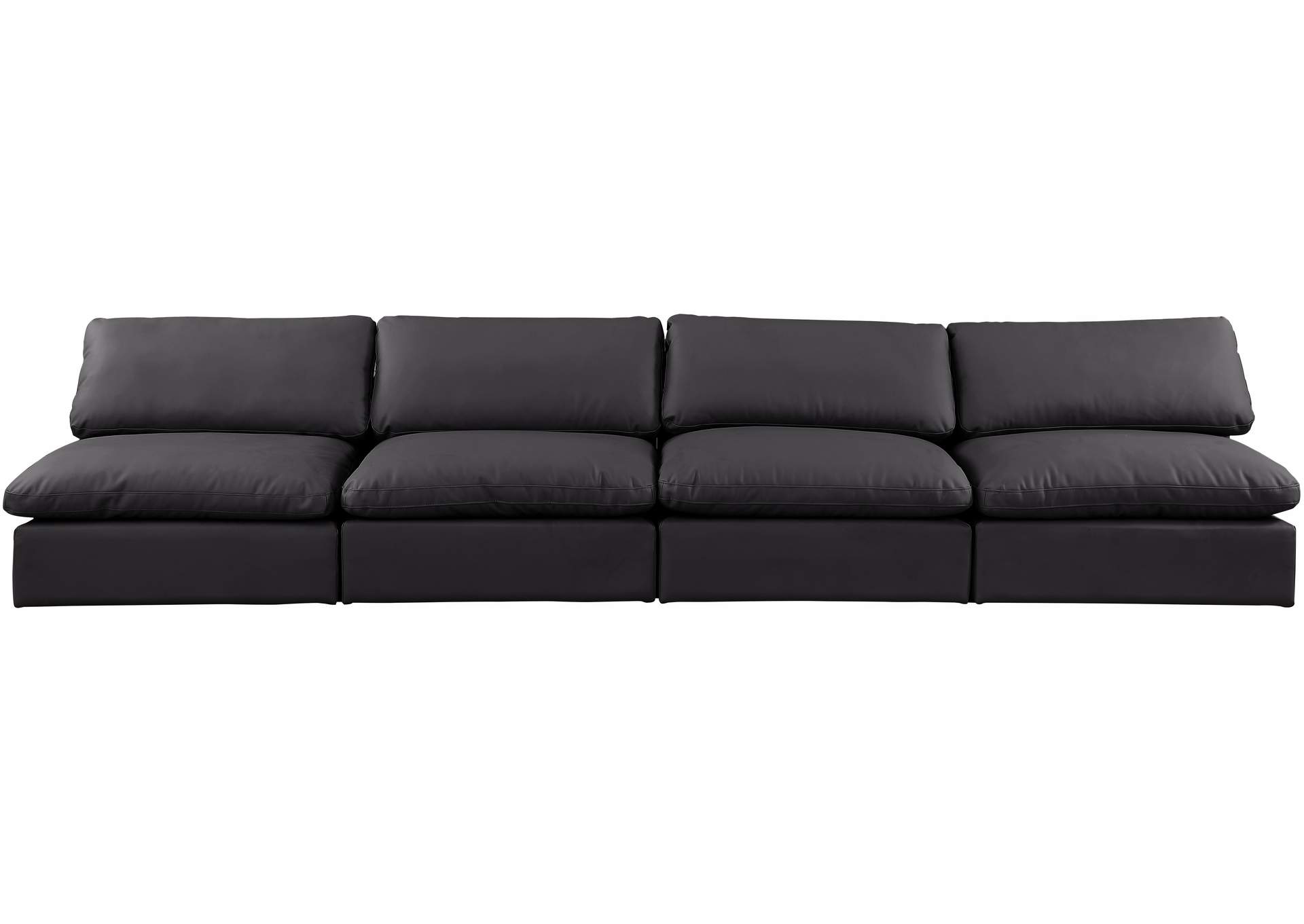 Comfy Black Faux Leather Modular Sofa,Meridian Furniture