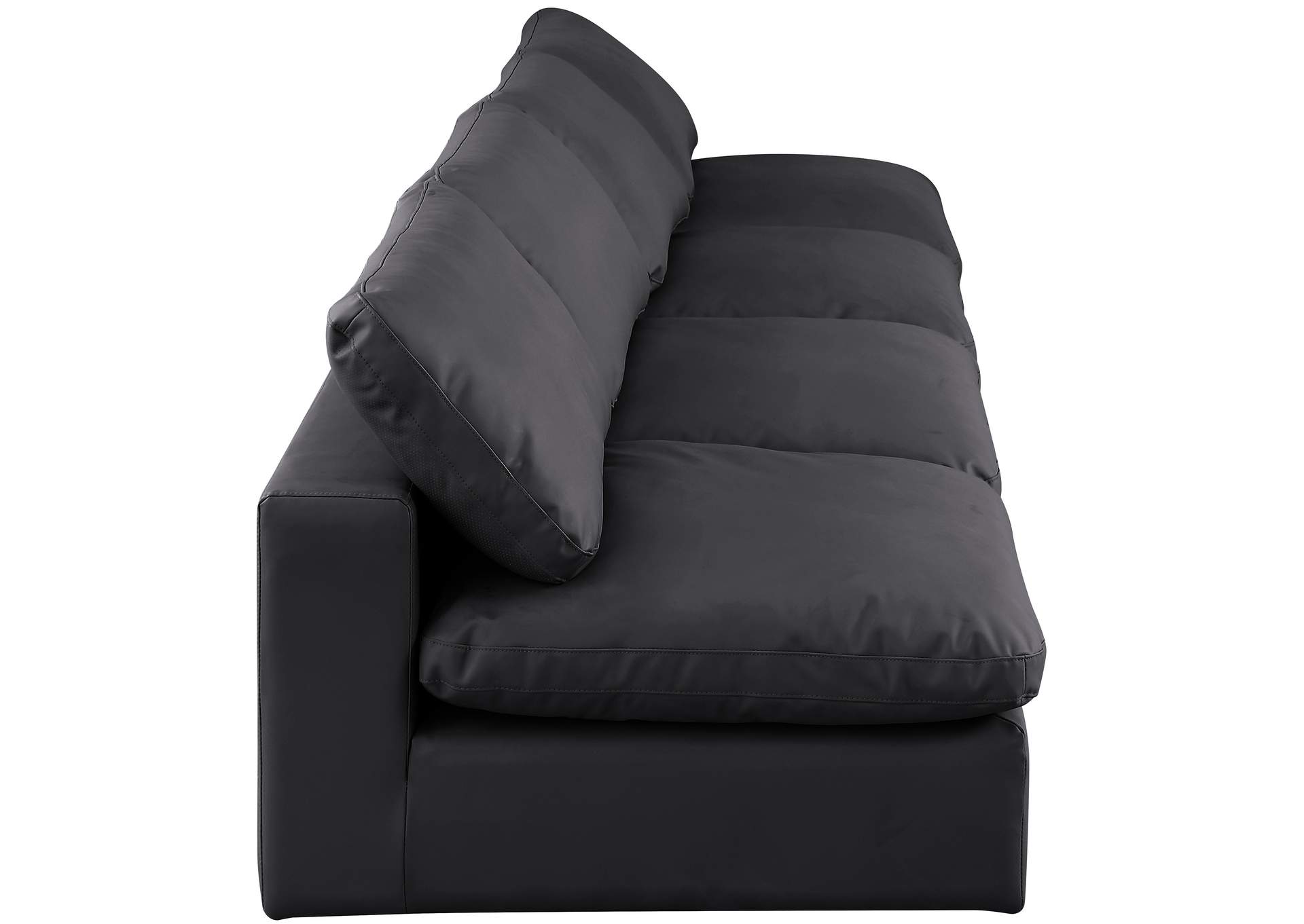 Comfy Black Faux Leather Modular Sofa,Meridian Furniture
