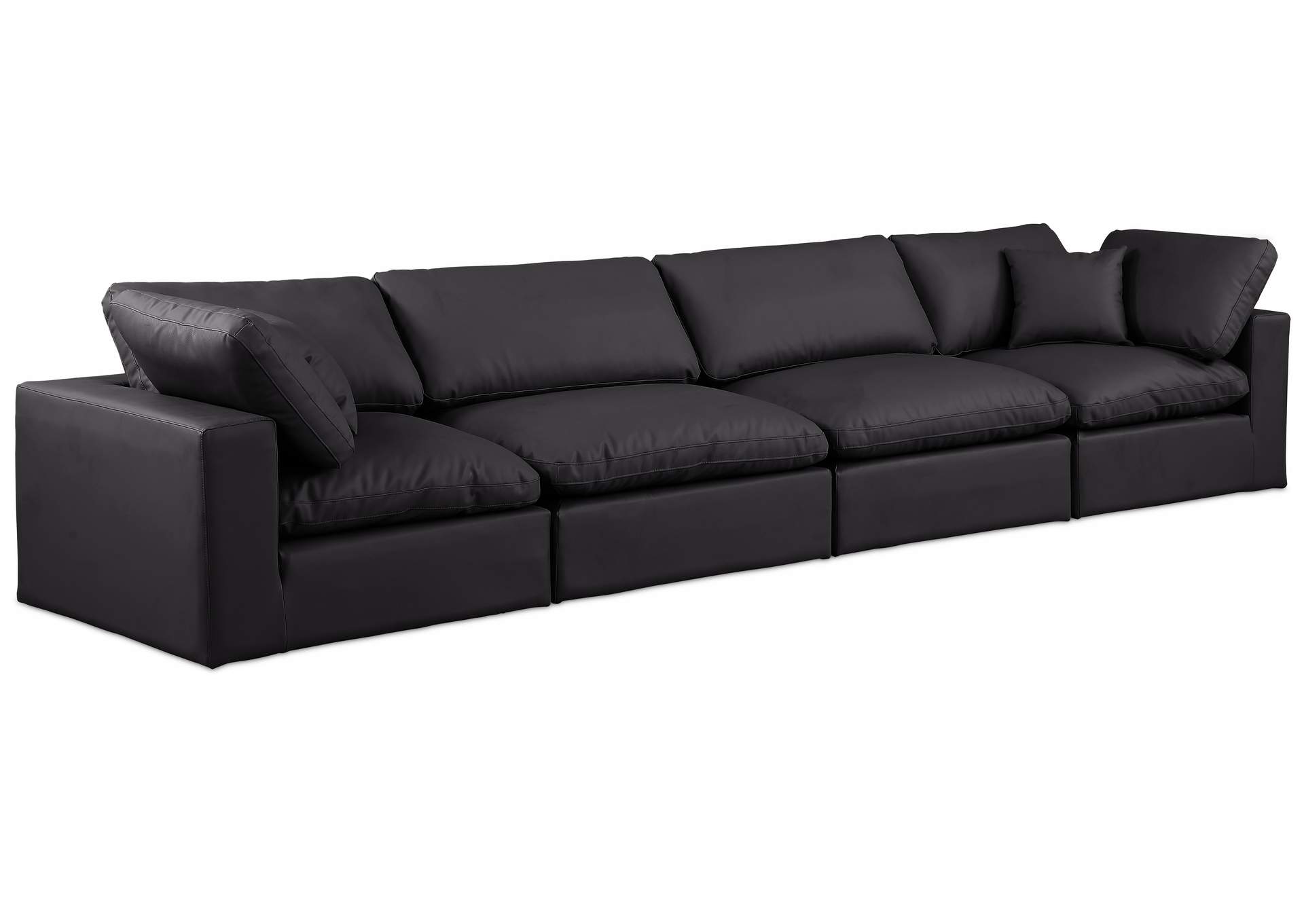 Comfy Black Faux Leather Modular Sofa,Meridian Furniture