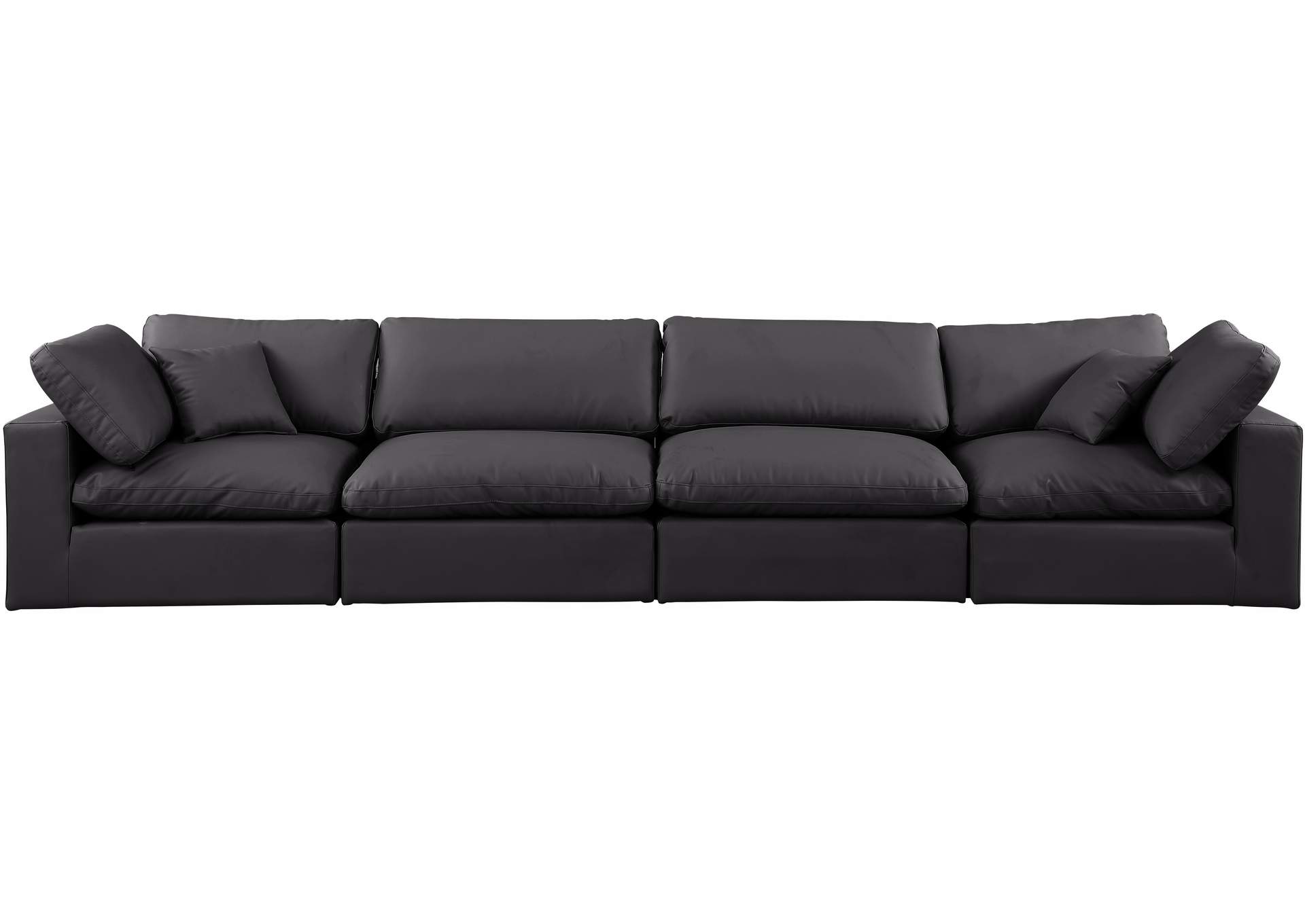 Comfy Black Faux Leather Modular Sofa,Meridian Furniture