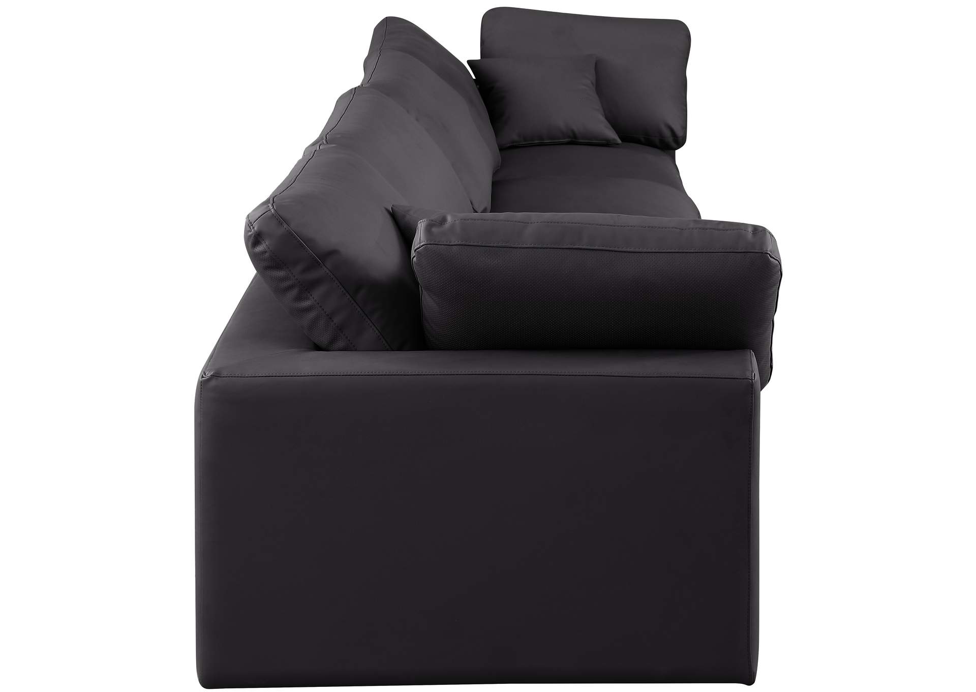 Comfy Black Faux Leather Modular Sofa,Meridian Furniture