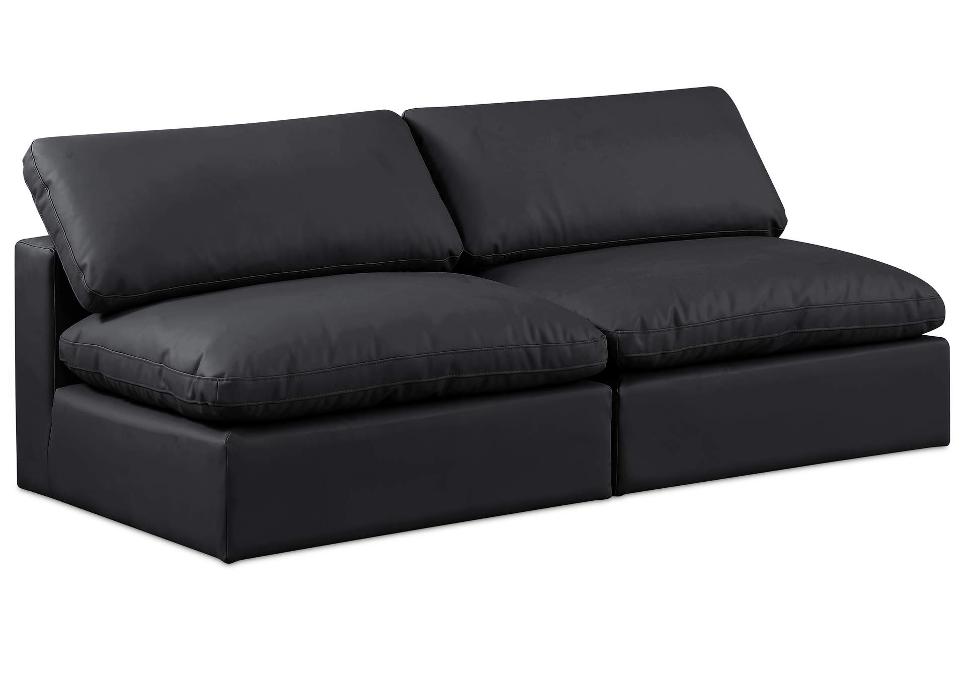 Comfy Black Faux Leather Modular Sofa,Meridian Furniture