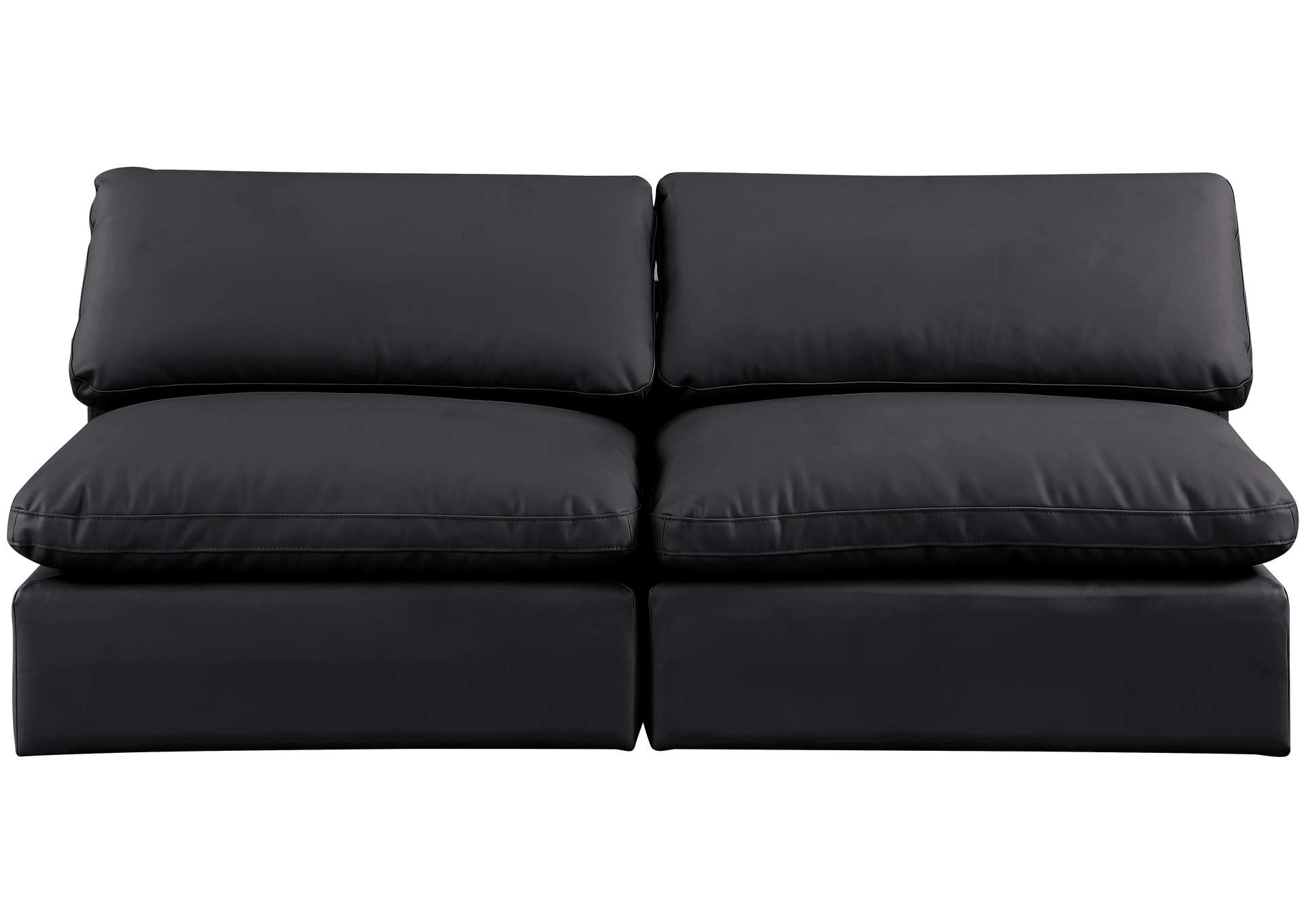 Comfy Black Faux Leather Modular Sofa,Meridian Furniture