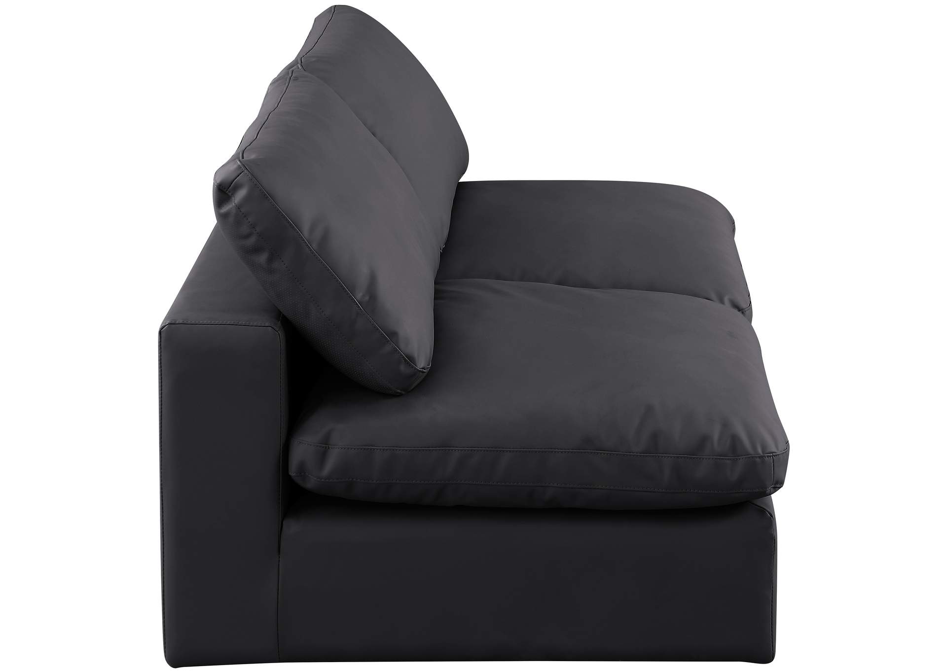 Comfy Black Faux Leather Modular Sofa,Meridian Furniture