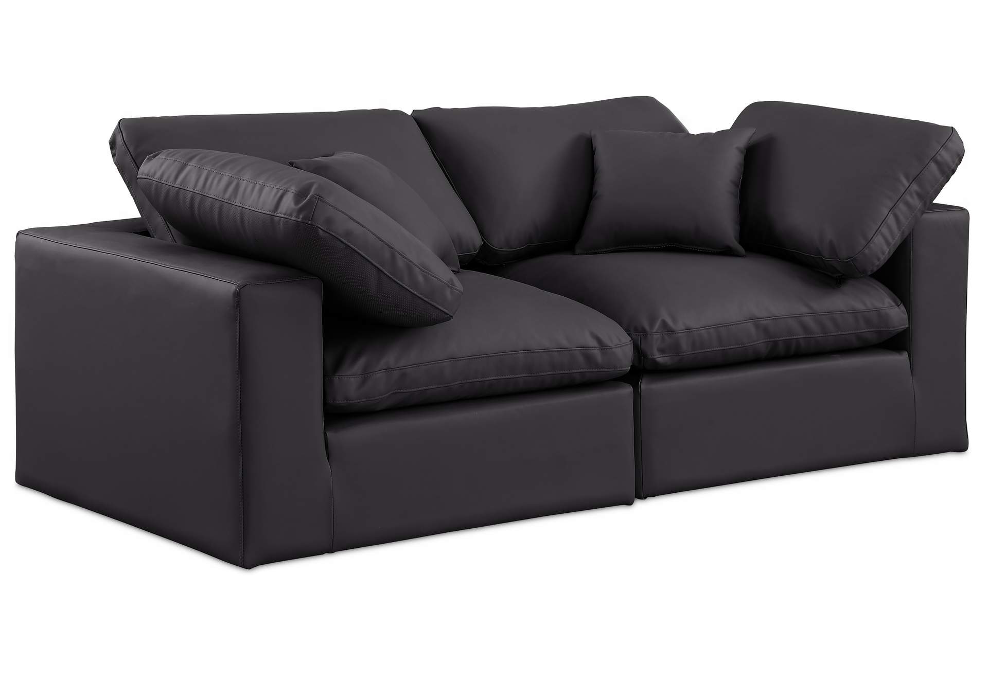 Comfy Black Faux Leather Modular Sofa,Meridian Furniture