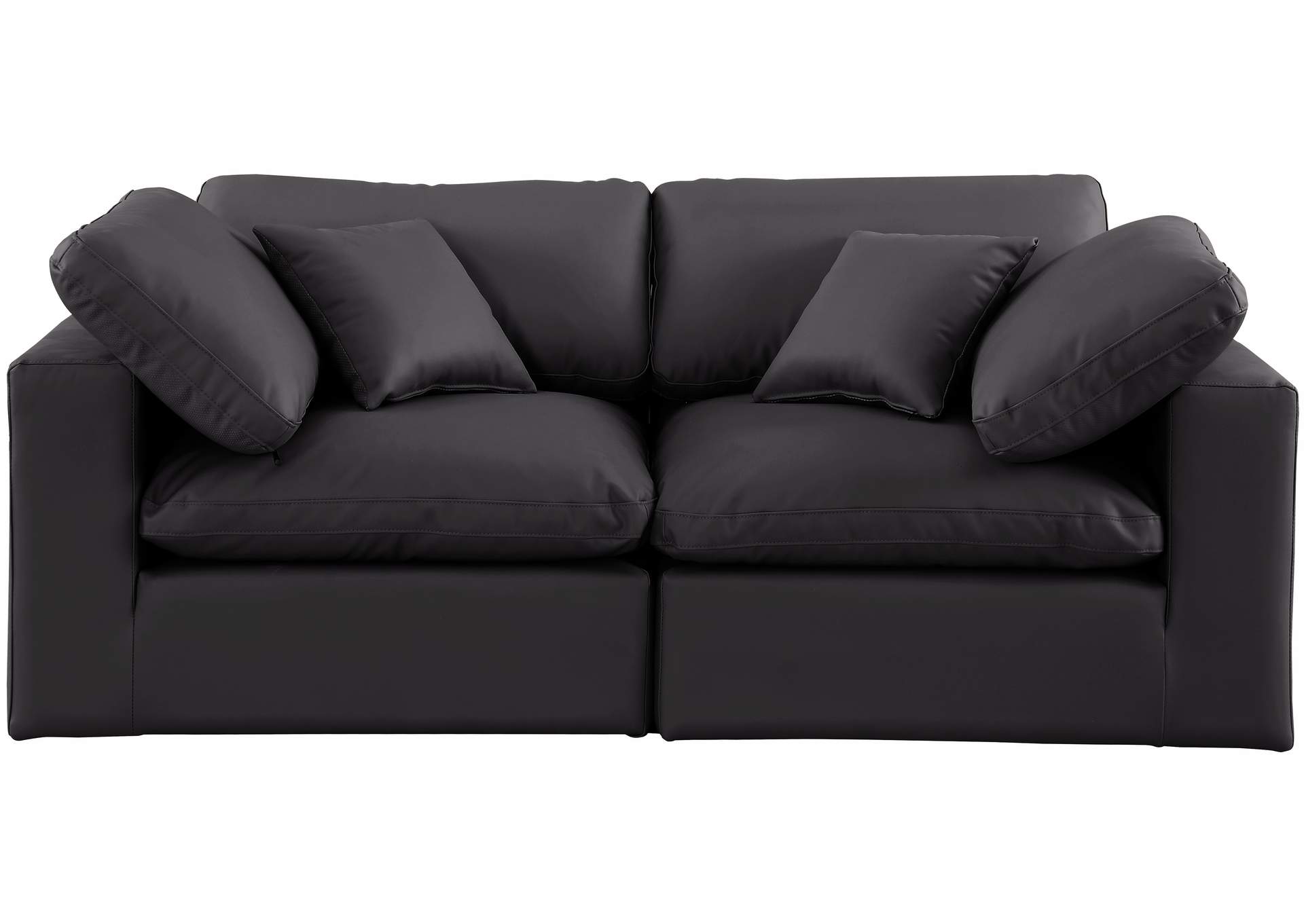 Comfy Black Faux Leather Modular Sofa,Meridian Furniture