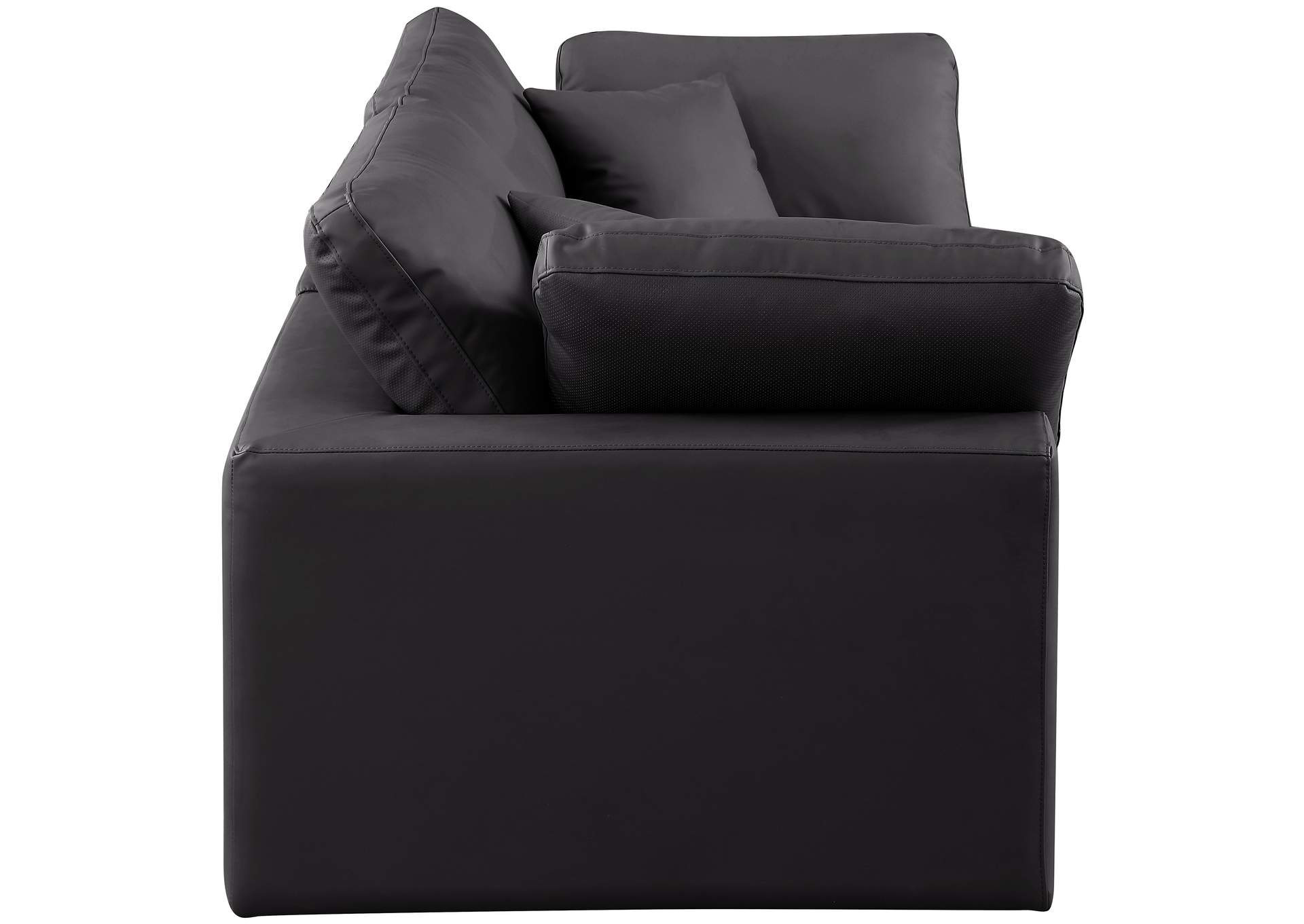 Comfy Black Faux Leather Modular Sofa,Meridian Furniture