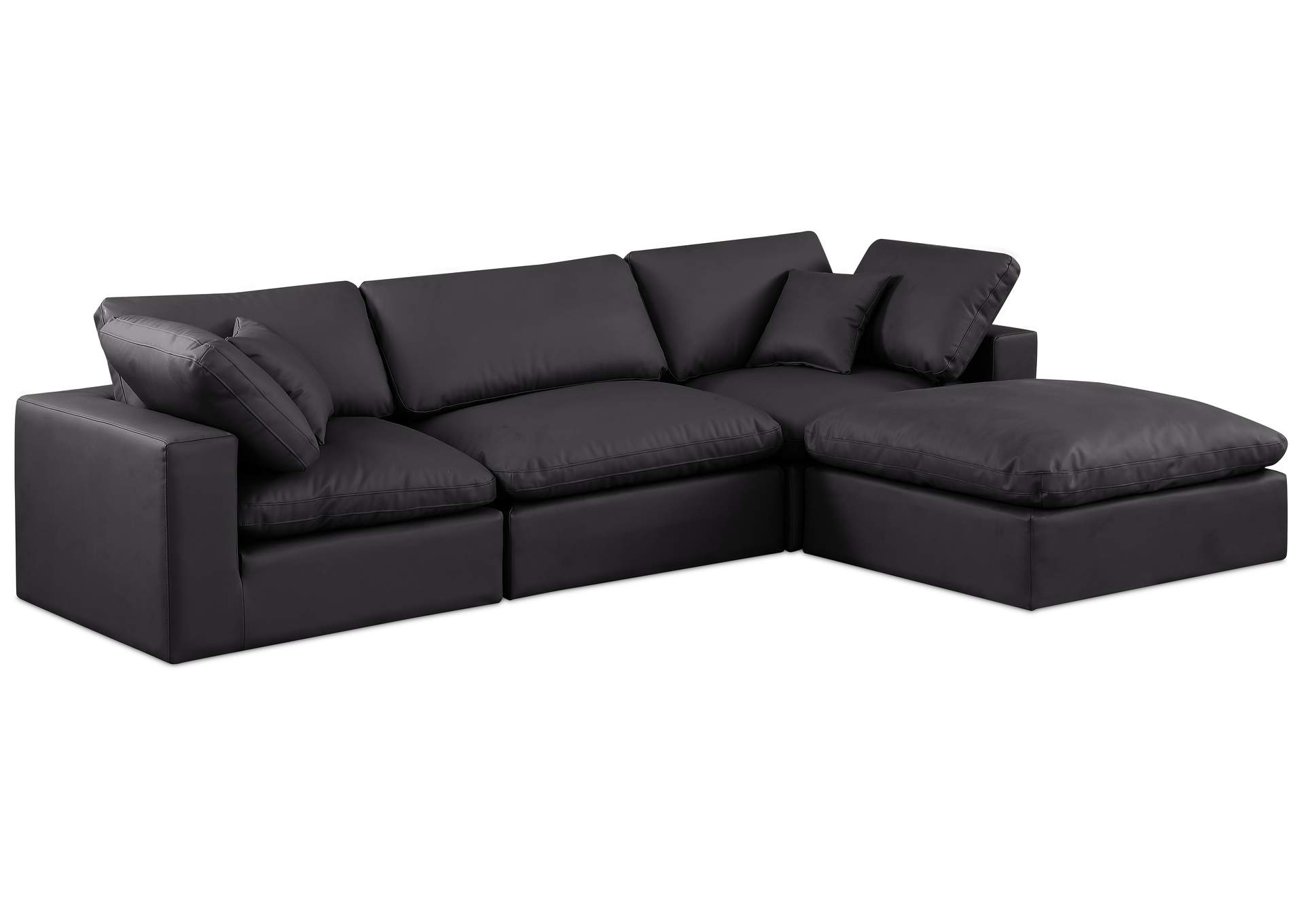 Comfy Black Faux Leather Modular Sectional,Meridian Furniture