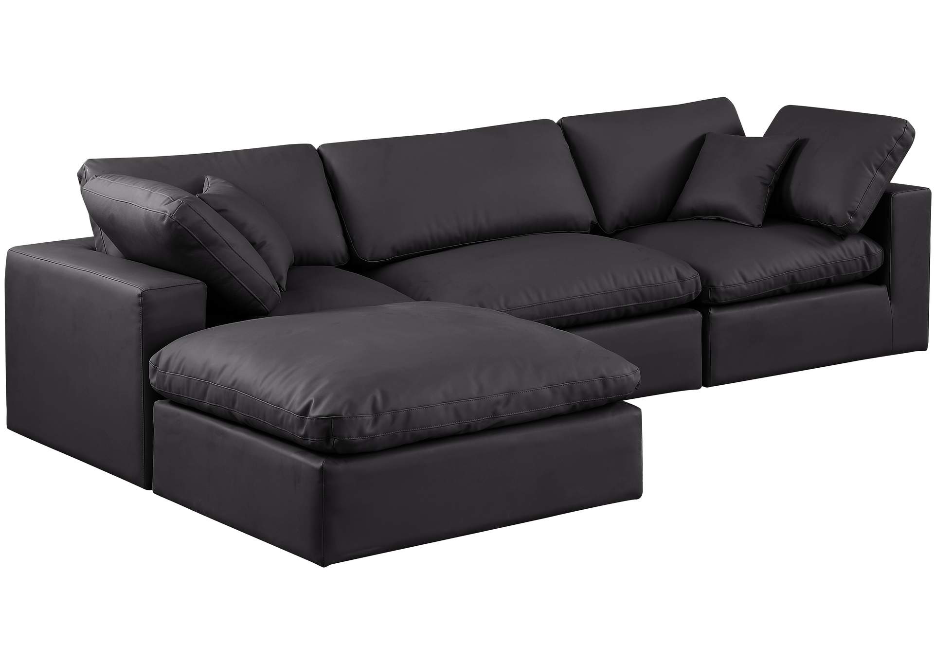 Comfy Black Faux Leather Modular Sectional,Meridian Furniture