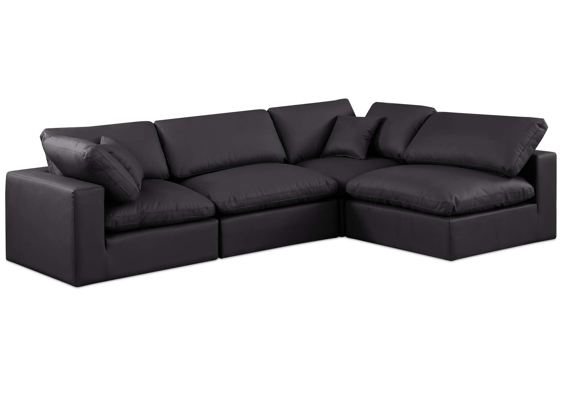 Comfy Black Faux Leather Modular Sectional,Meridian Furniture