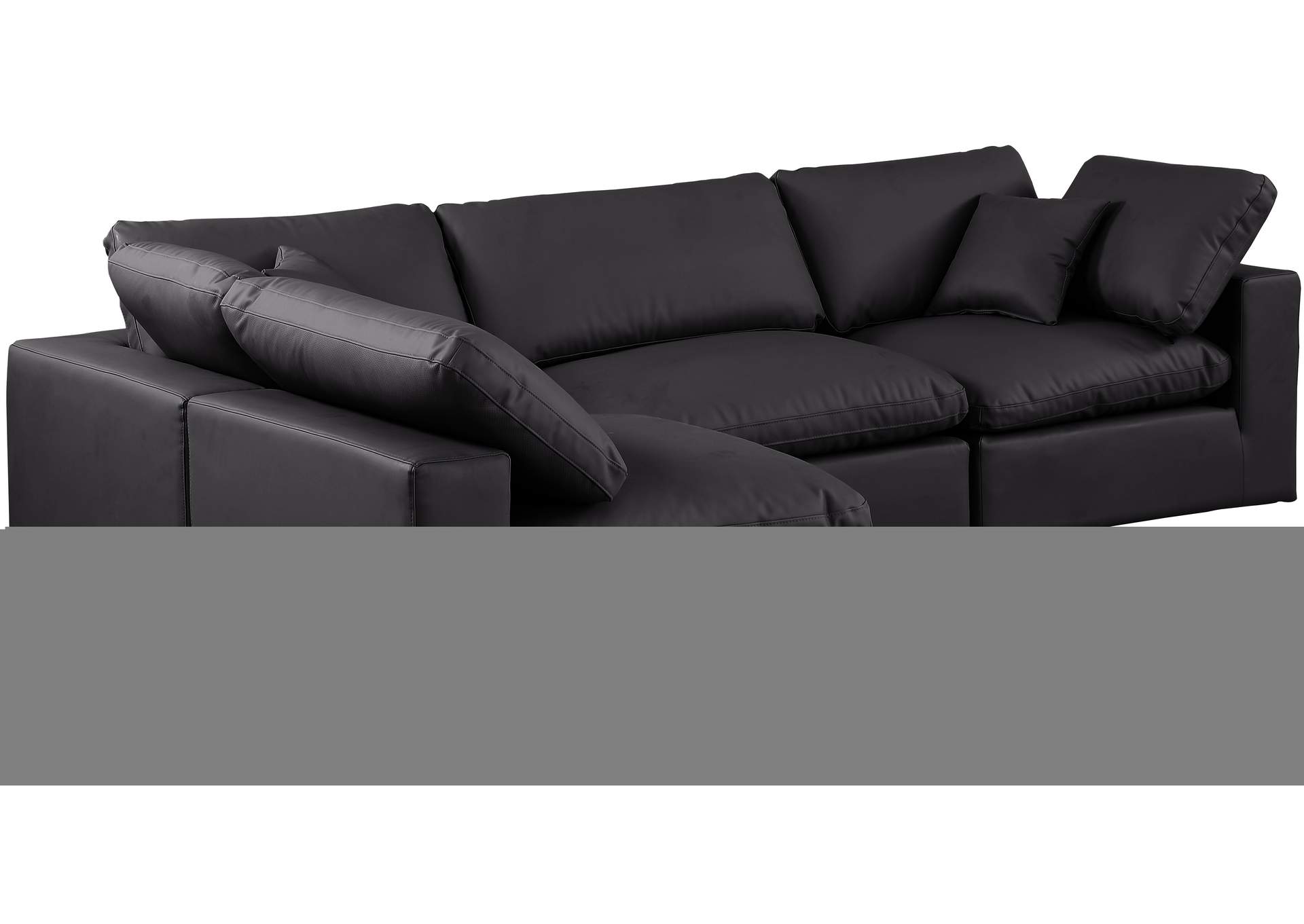 Comfy Black Faux Leather Modular Sectional,Meridian Furniture
