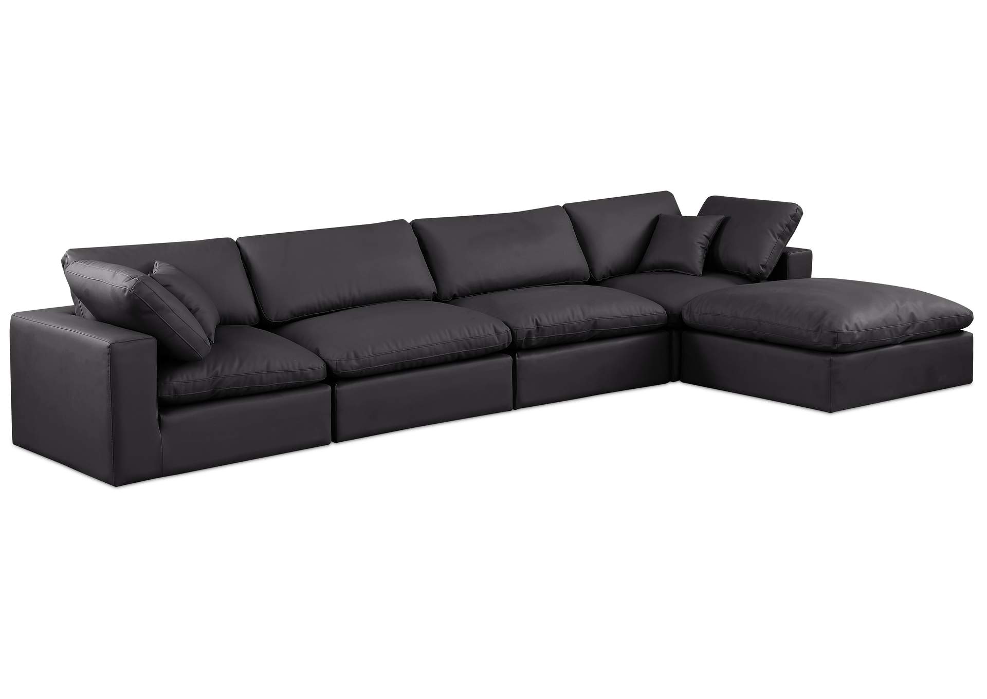 Comfy Black Faux Leather Modular Sectional,Meridian Furniture