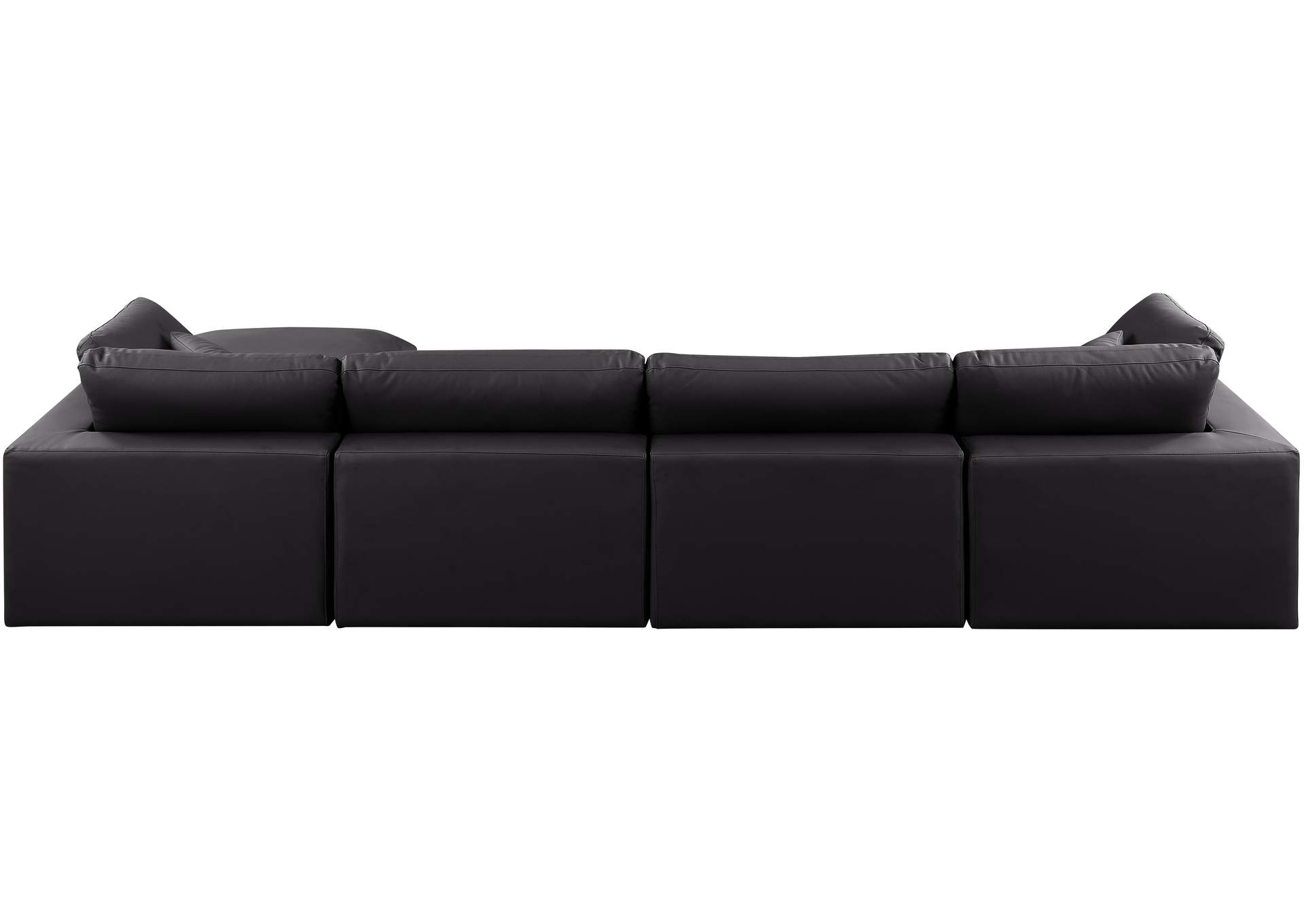 Comfy Black Faux Leather Modular Sectional,Meridian Furniture