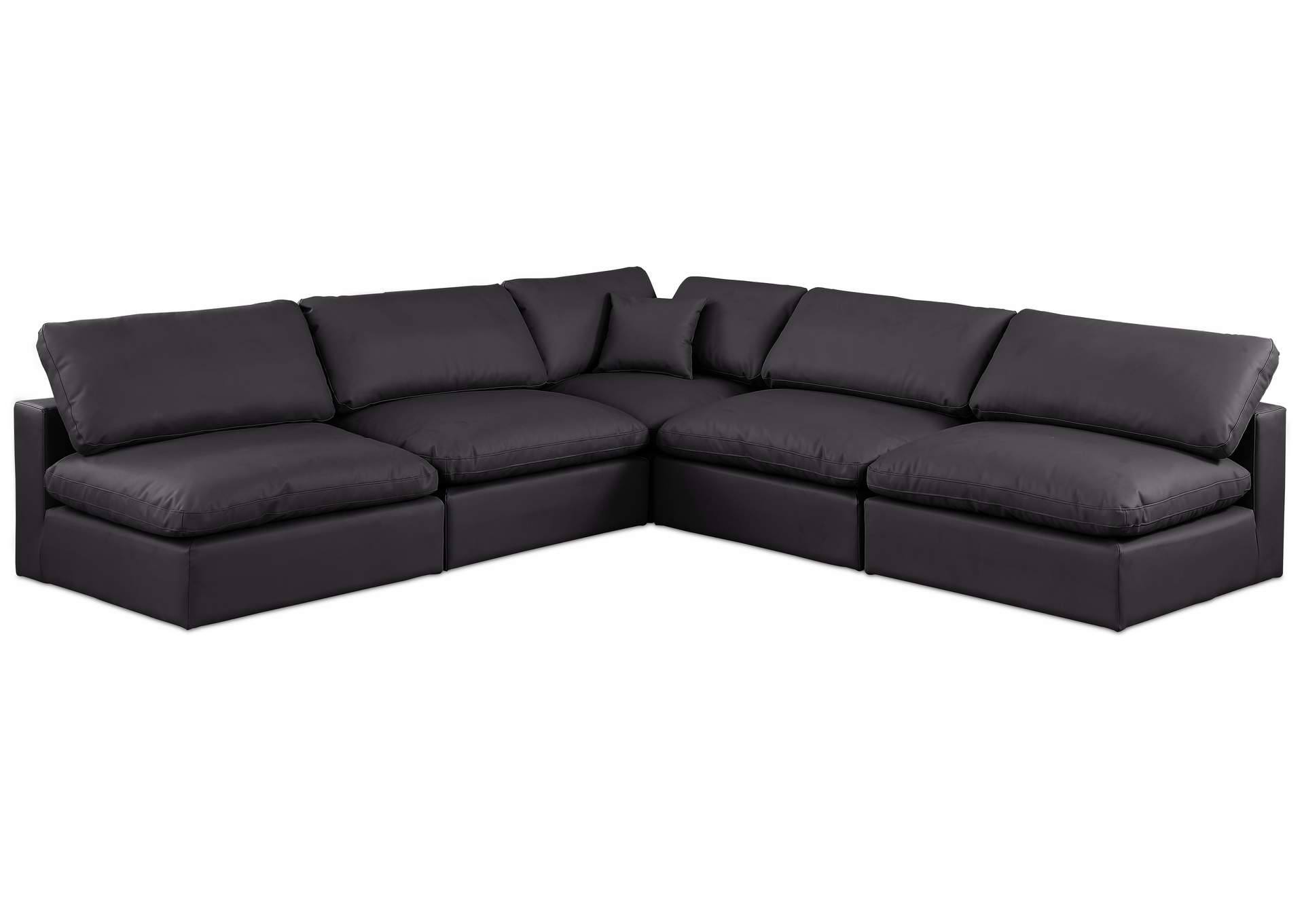 Comfy Black Faux Leather Modular Sectional,Meridian Furniture