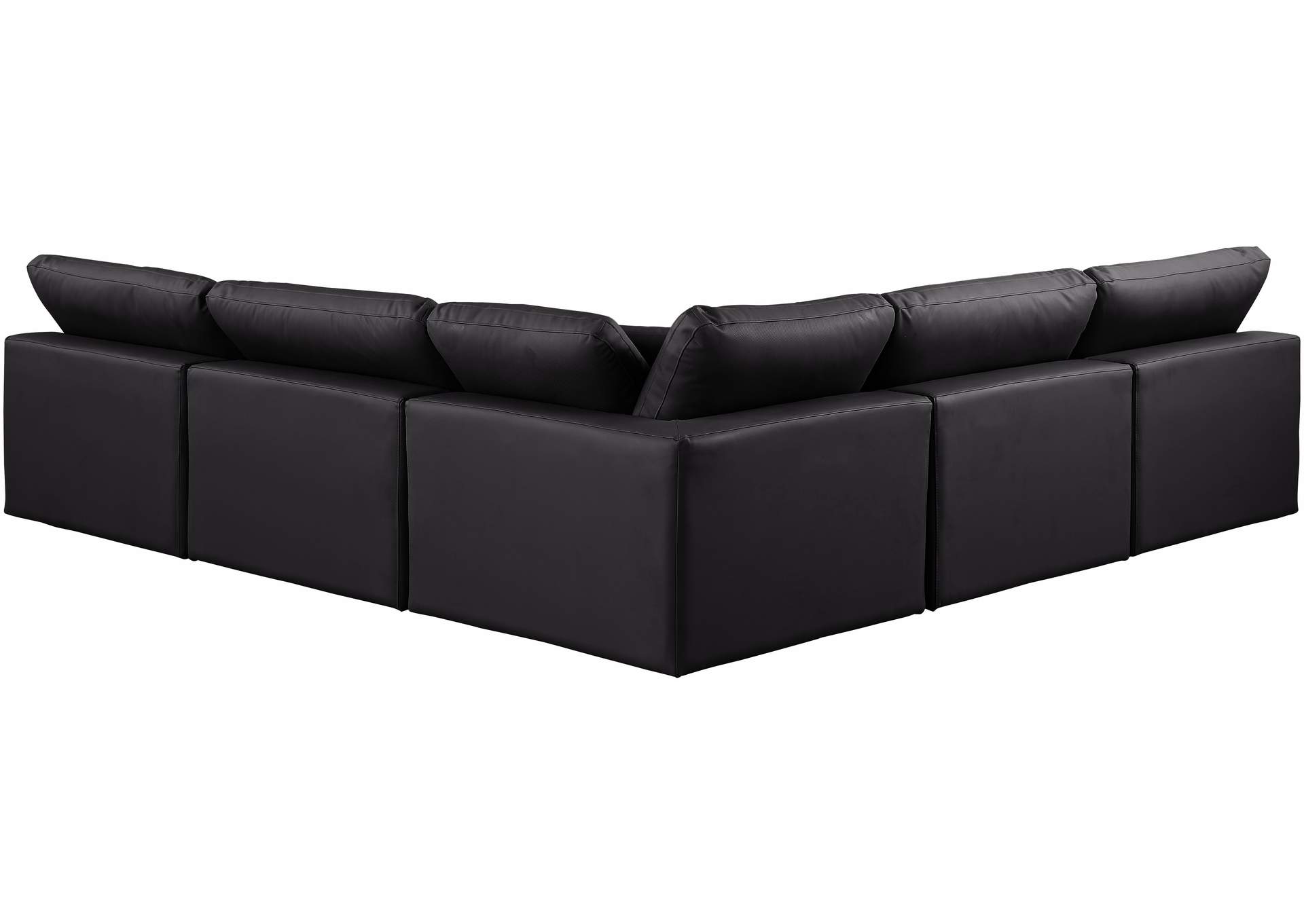 Comfy Black Faux Leather Modular Sectional,Meridian Furniture