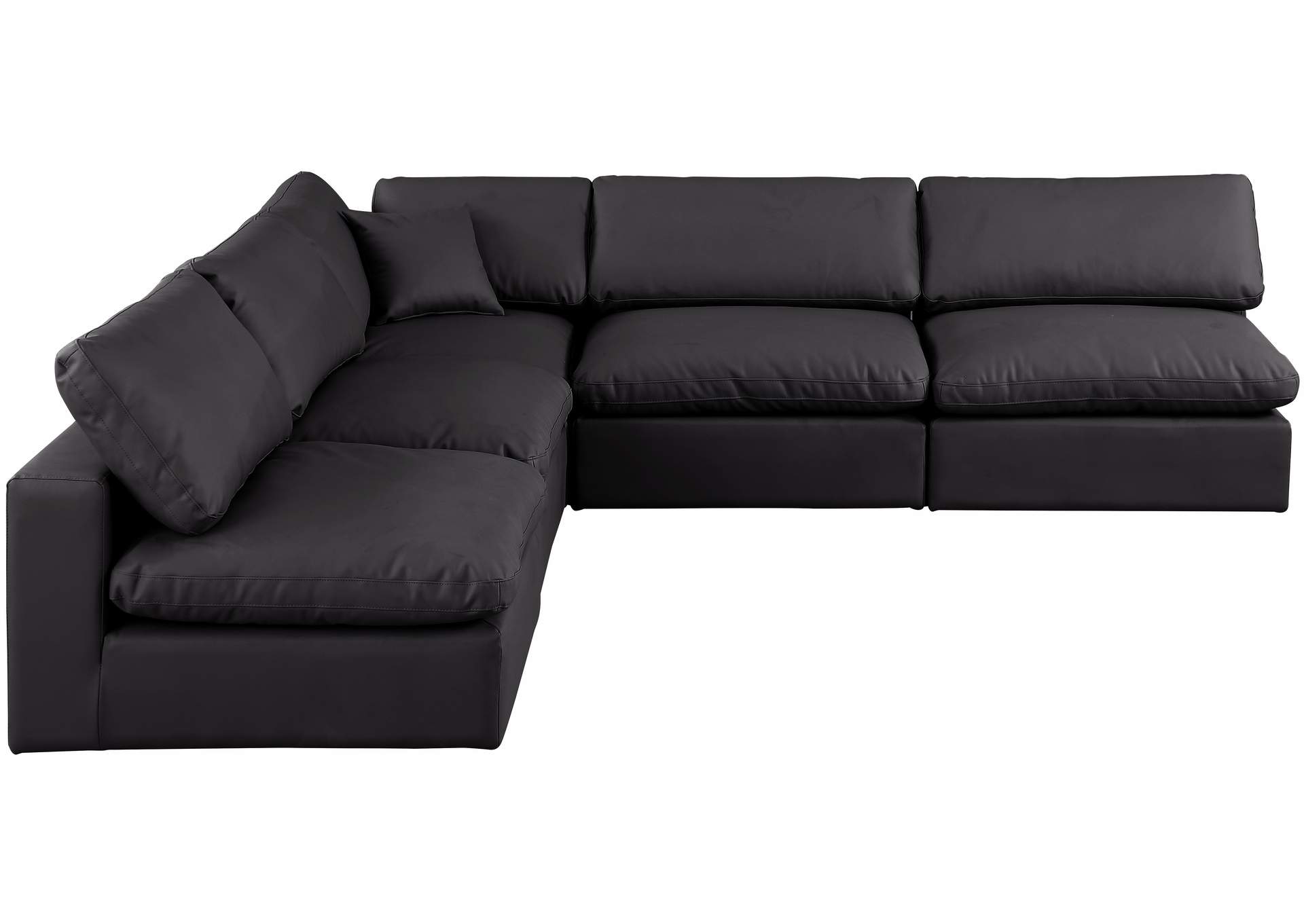 Comfy Black Faux Leather Modular Sectional,Meridian Furniture