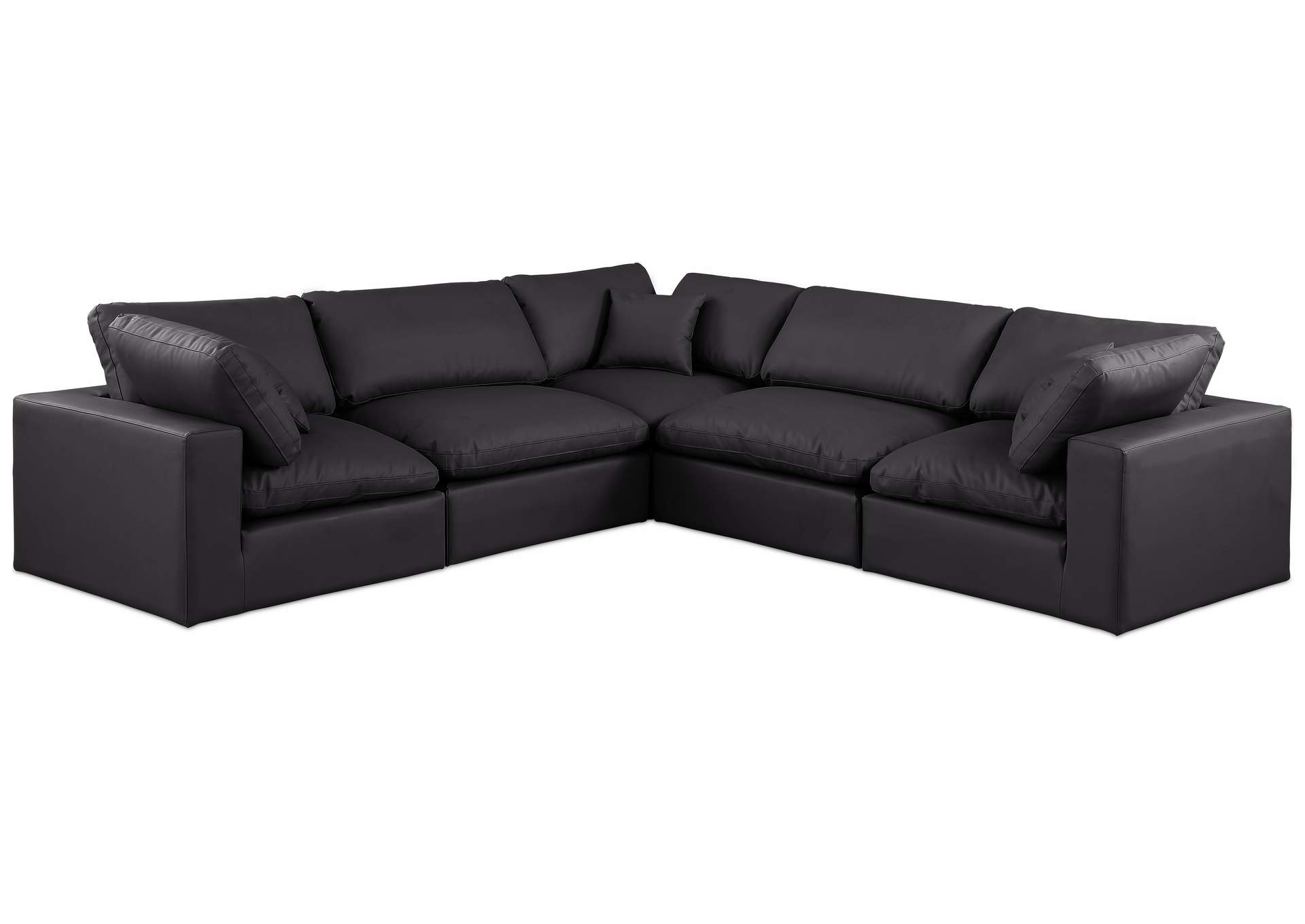 Comfy Black Faux Leather Modular Sectional,Meridian Furniture