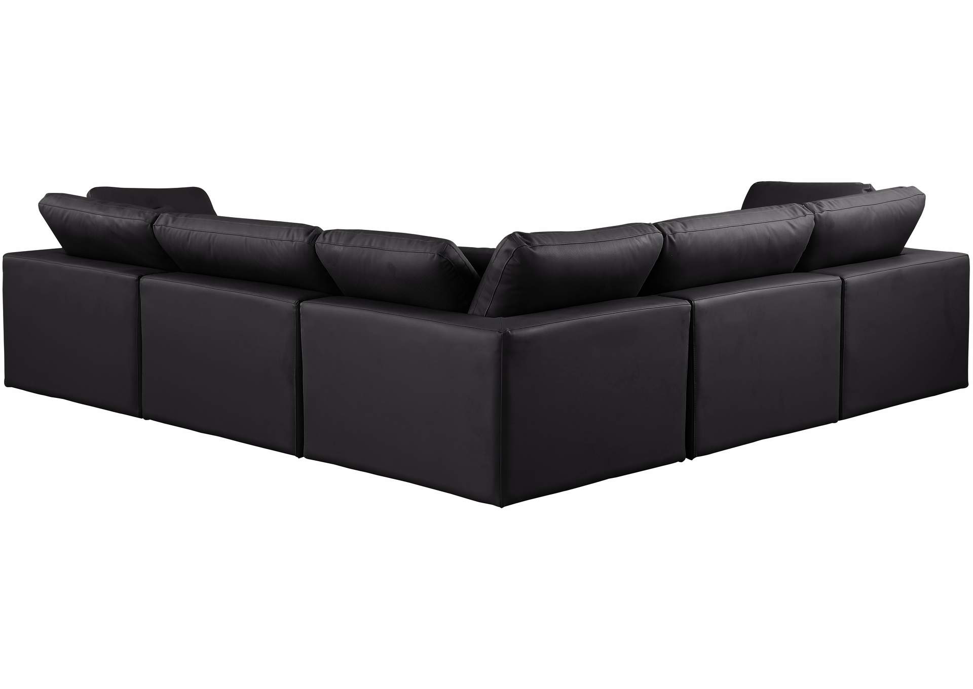 Comfy Black Faux Leather Modular Sectional,Meridian Furniture