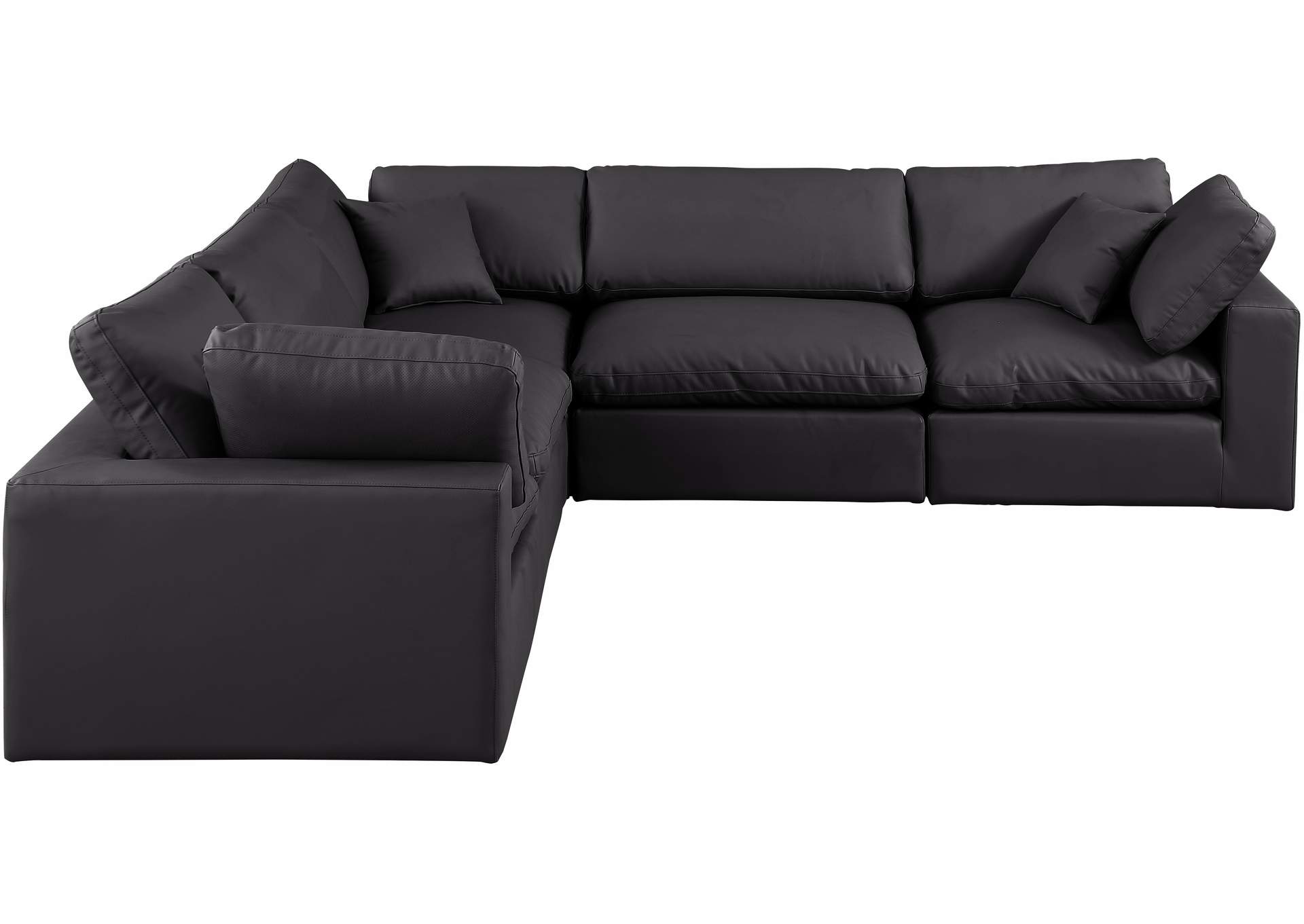 Comfy Black Faux Leather Modular Sectional,Meridian Furniture