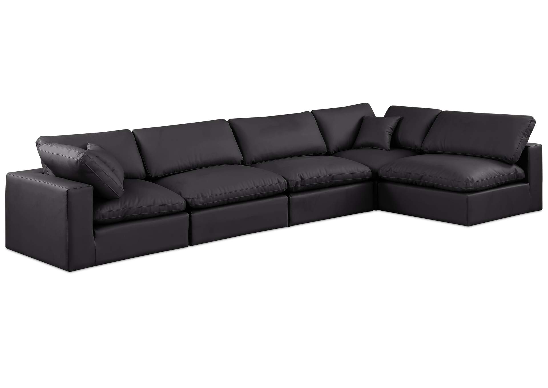 Comfy Black Faux Leather Modular Sectional,Meridian Furniture