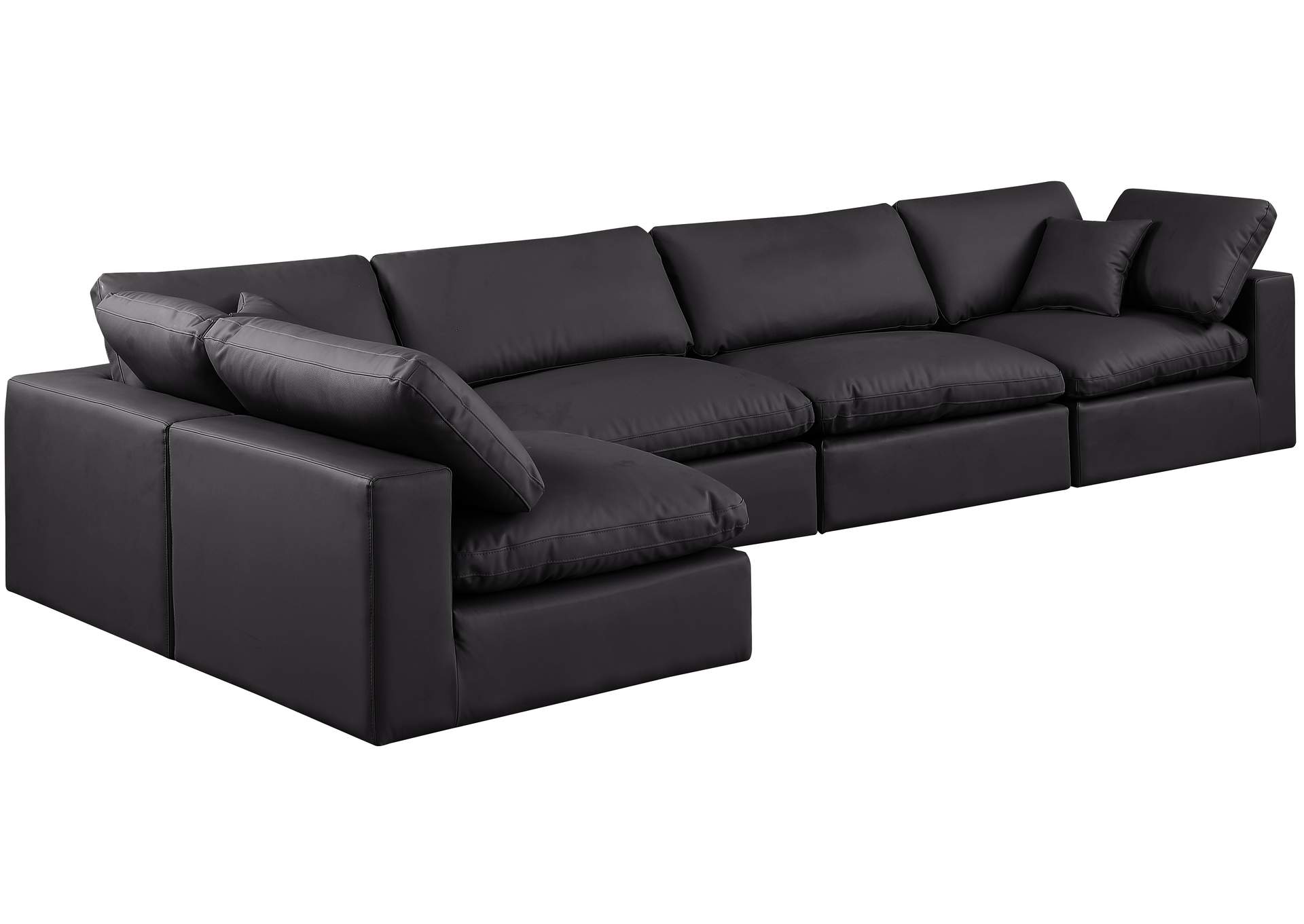 Comfy Black Faux Leather Modular Sectional,Meridian Furniture