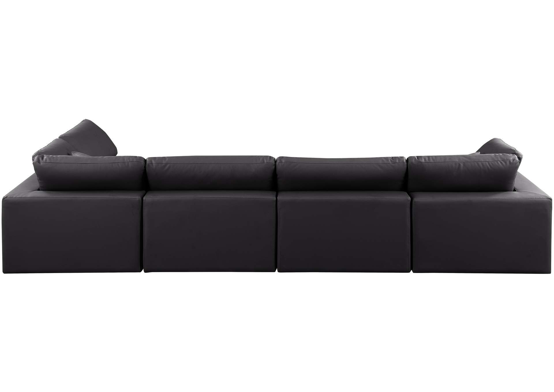 Comfy Black Faux Leather Modular Sectional,Meridian Furniture