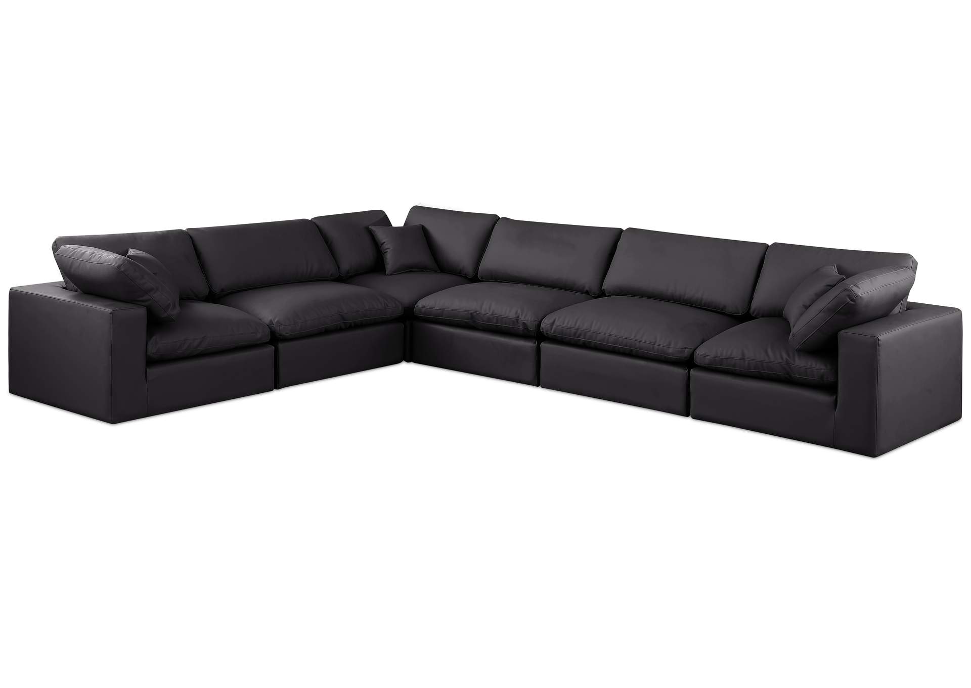 Comfy Black Faux Leather Modular Sectional,Meridian Furniture