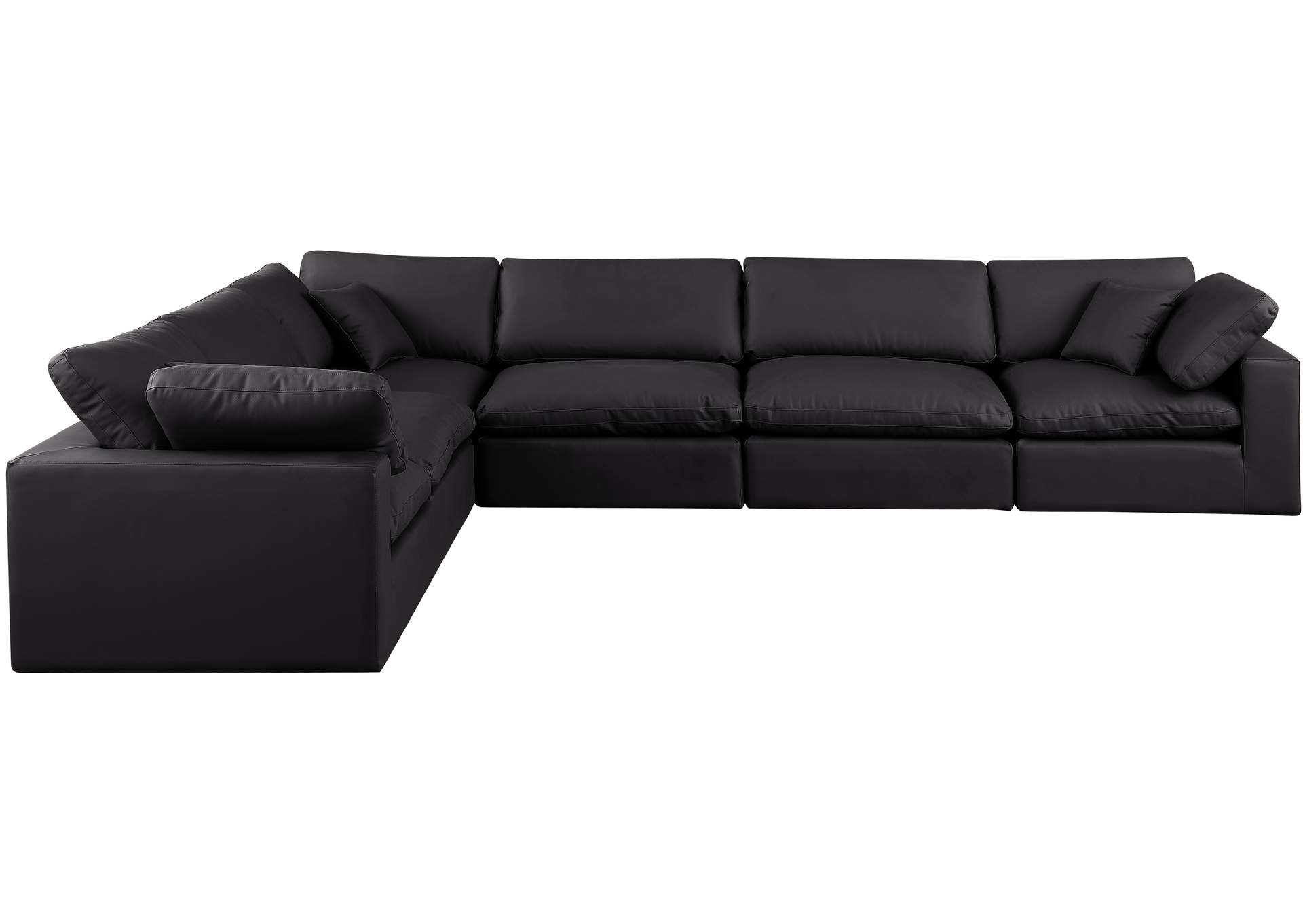 Comfy Black Faux Leather Modular Sectional,Meridian Furniture