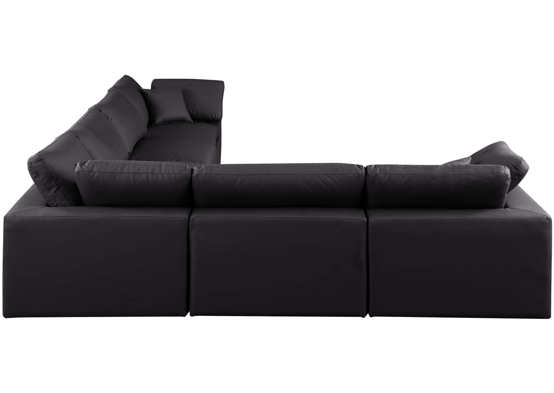 Comfy Black Faux Leather Modular Sectional,Meridian Furniture