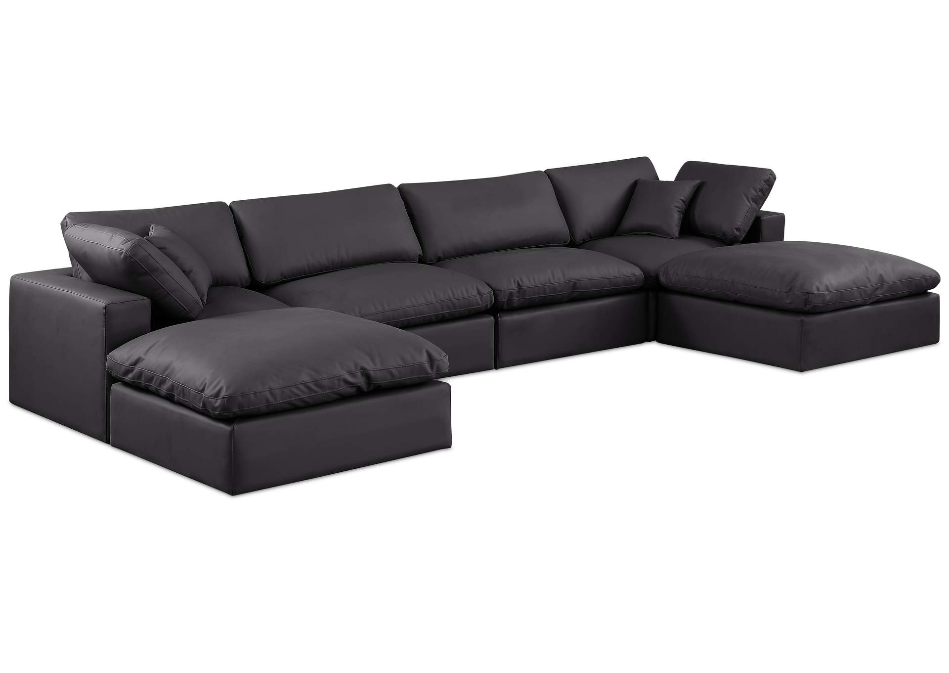 Comfy Black Faux Leather Modular Sectional,Meridian Furniture